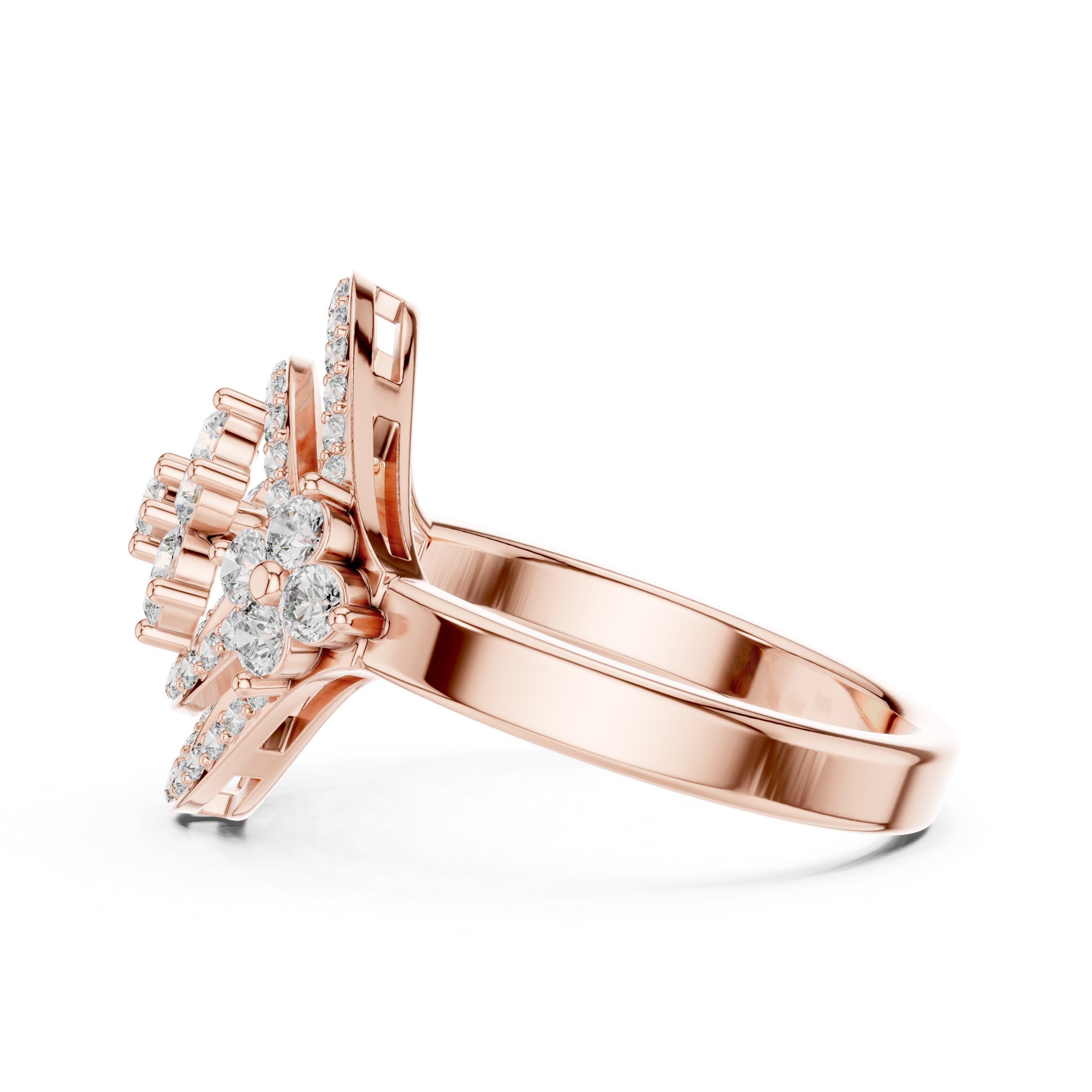 Round Cut Diamond Cluster Halo Statement Ring