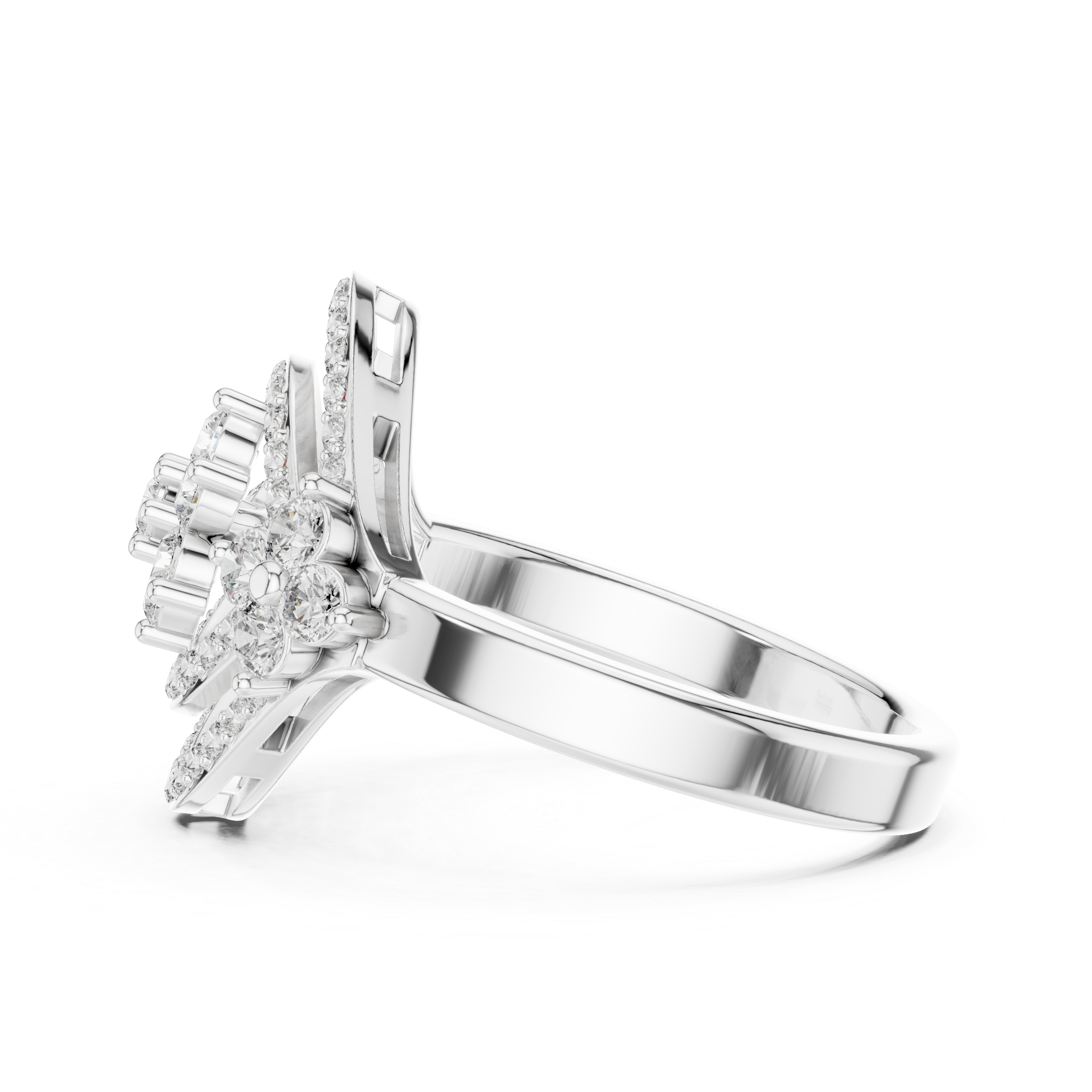 Round Cut Diamond Cluster Halo Statement Ring