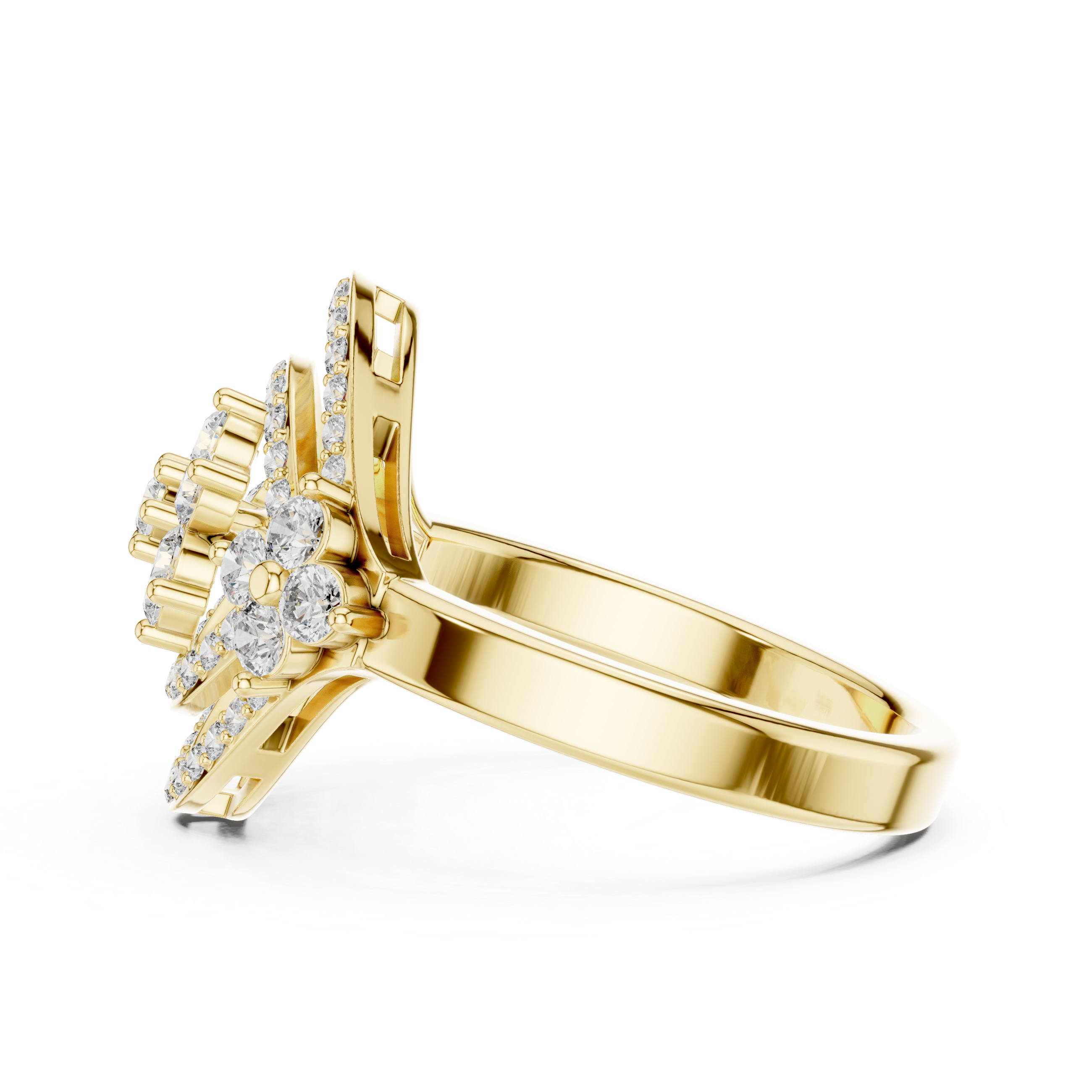 Round Cut Diamond Cluster Halo Statement Ring