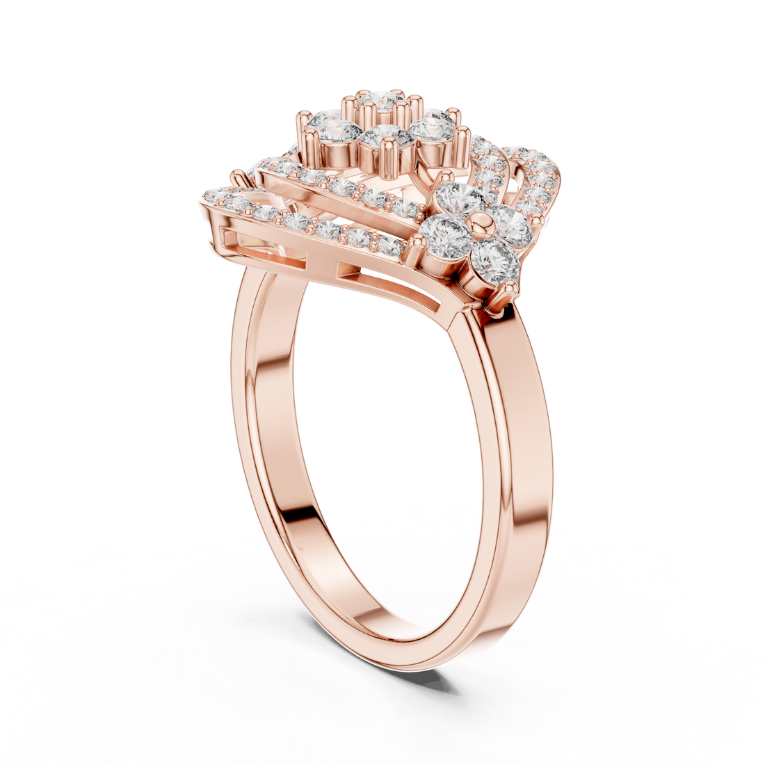 Round Cut Diamond Cluster Halo Statement Ring
