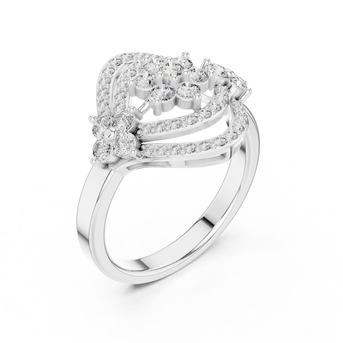 Round Cut Diamond Cluster Halo Statement Ring