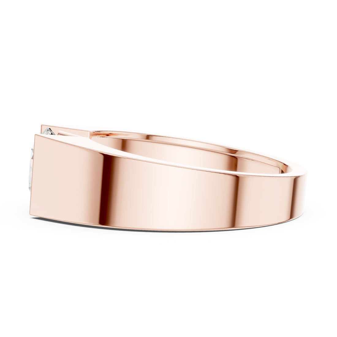 Round Cut Diamond Signet Solitaire Ring