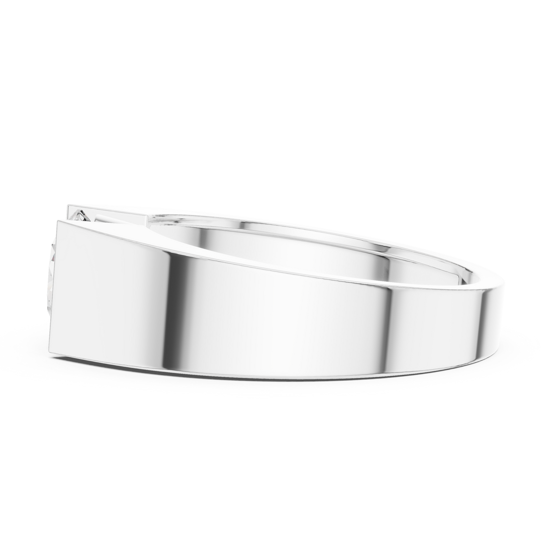 Round Cut Diamond Signet Solitaire Ring