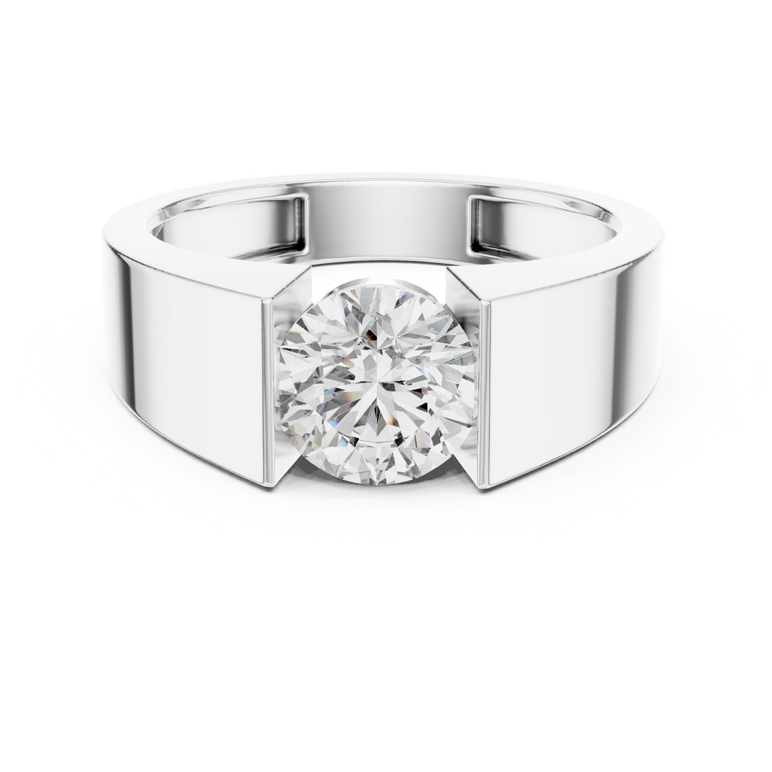 Round Cut Diamond Signet Solitaire Ring