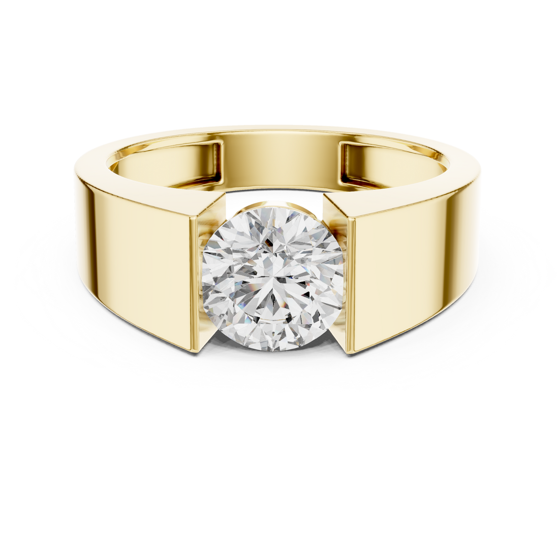 Round Cut Diamond Signet Solitaire Ring