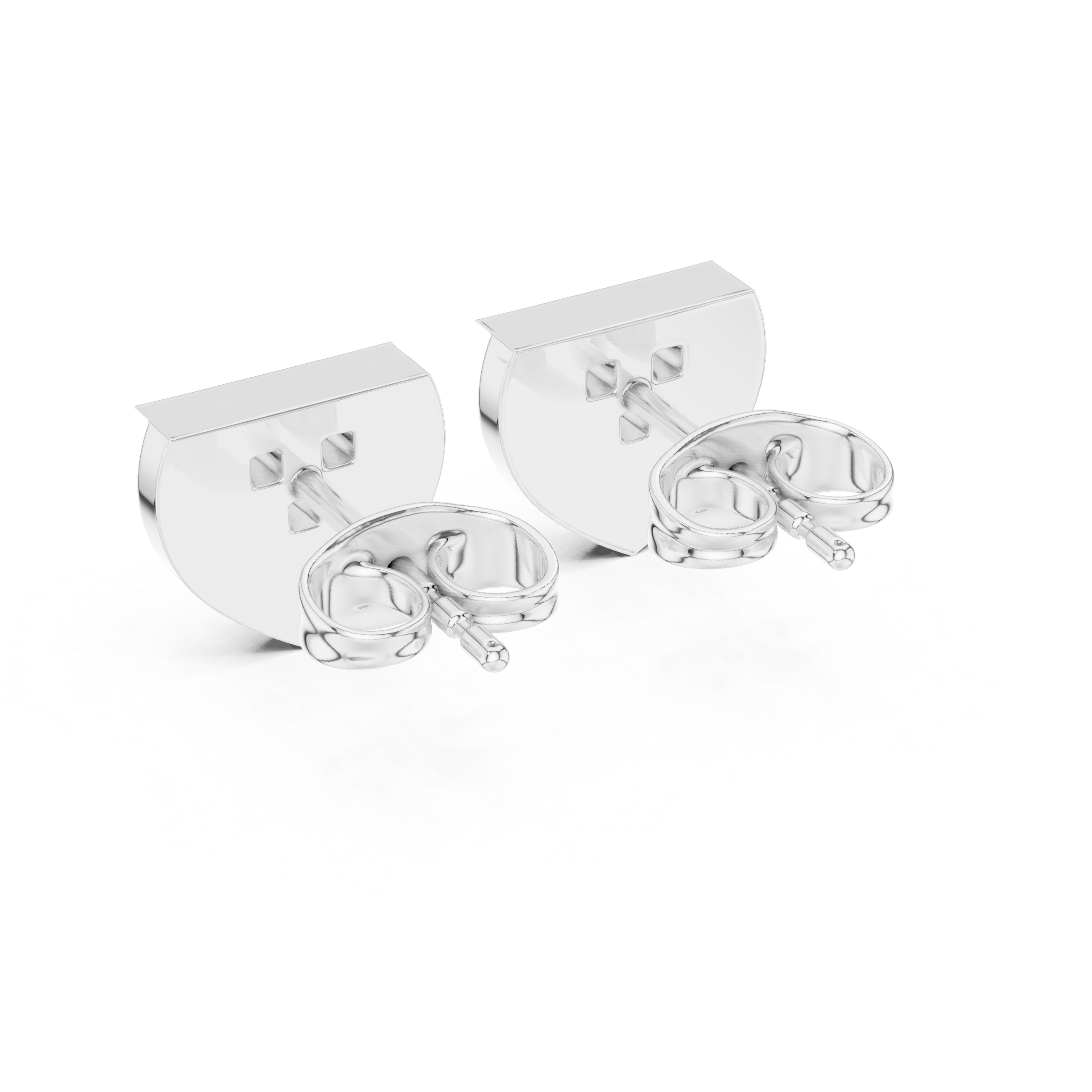 Round Diamond Cluster Triangle Stud Earrings