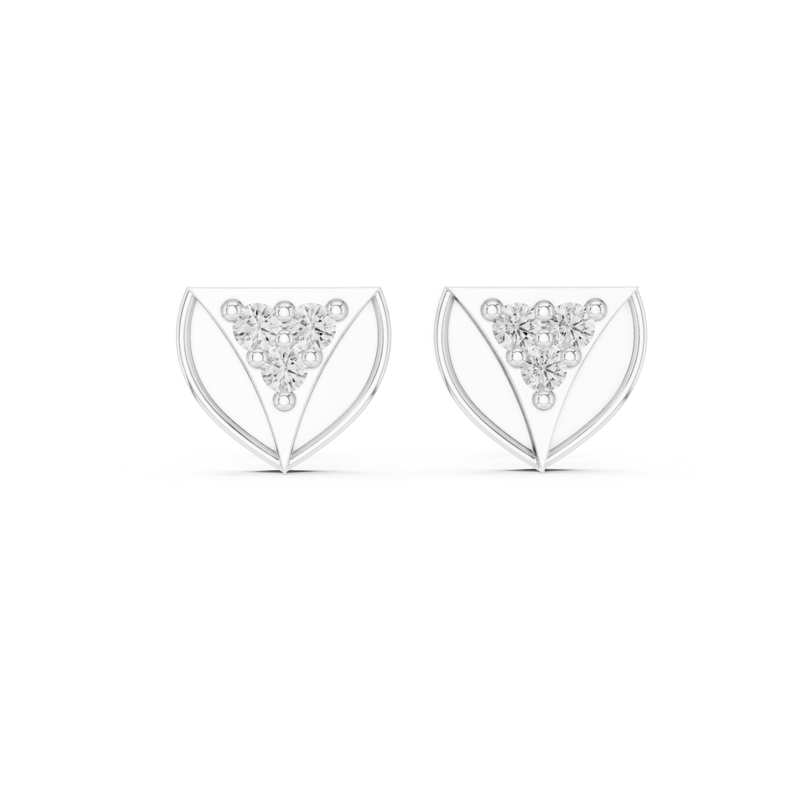 Round Diamond Cluster Triangle Stud Earrings