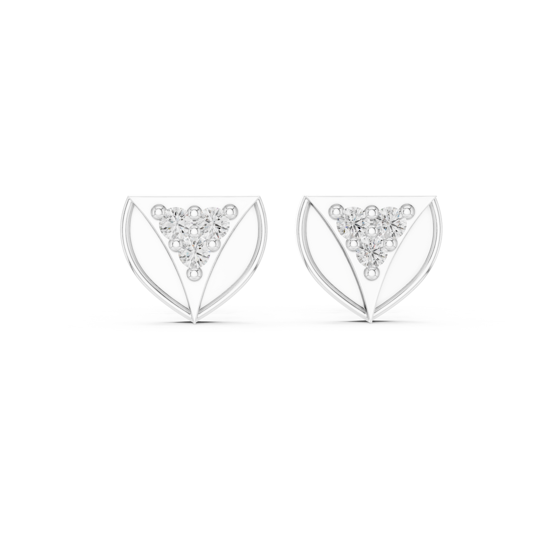 Round Diamond Cluster Triangle Stud Earrings