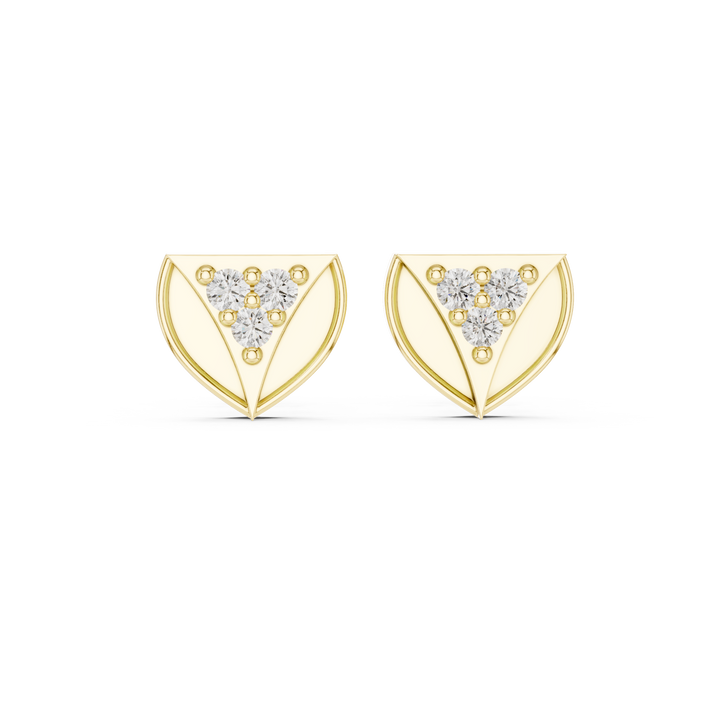 Round Diamond Cluster Triangle Stud Earrings