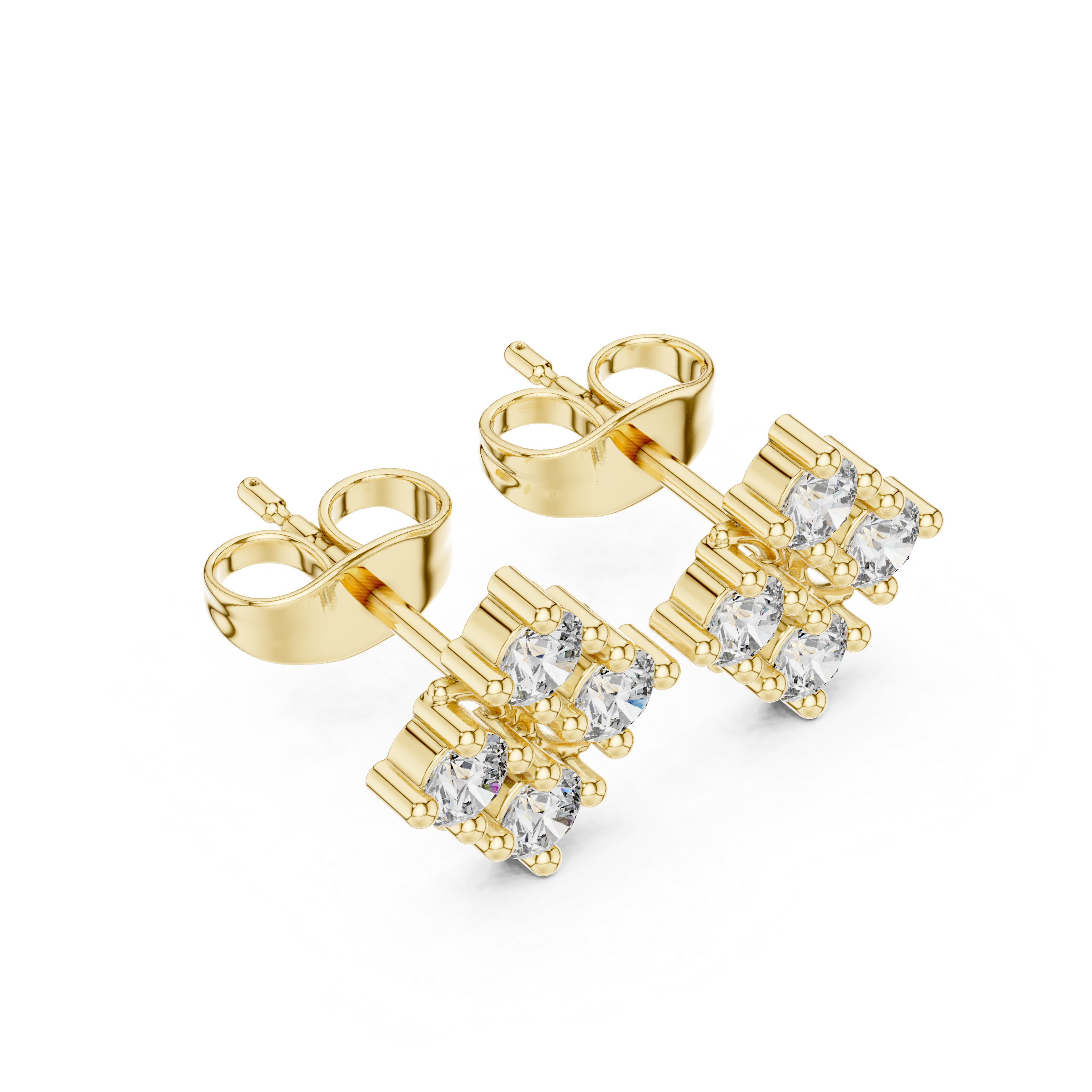 Round Brilliant Diamond Floral Cluster Quatrefoil Stud Earrings