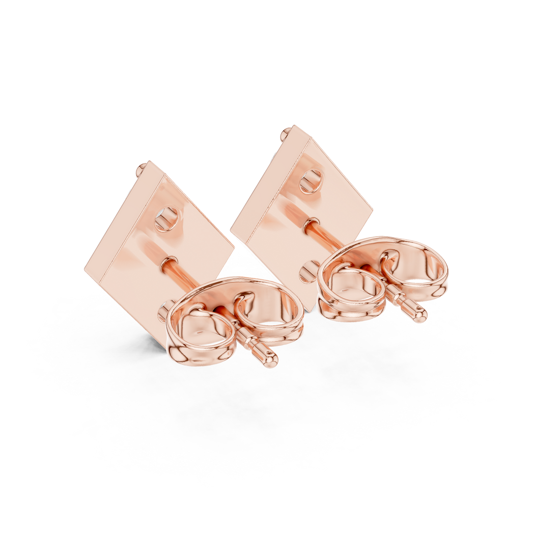 Round Brilliant Diamond Vertical Trio Geometric Stud Earrings