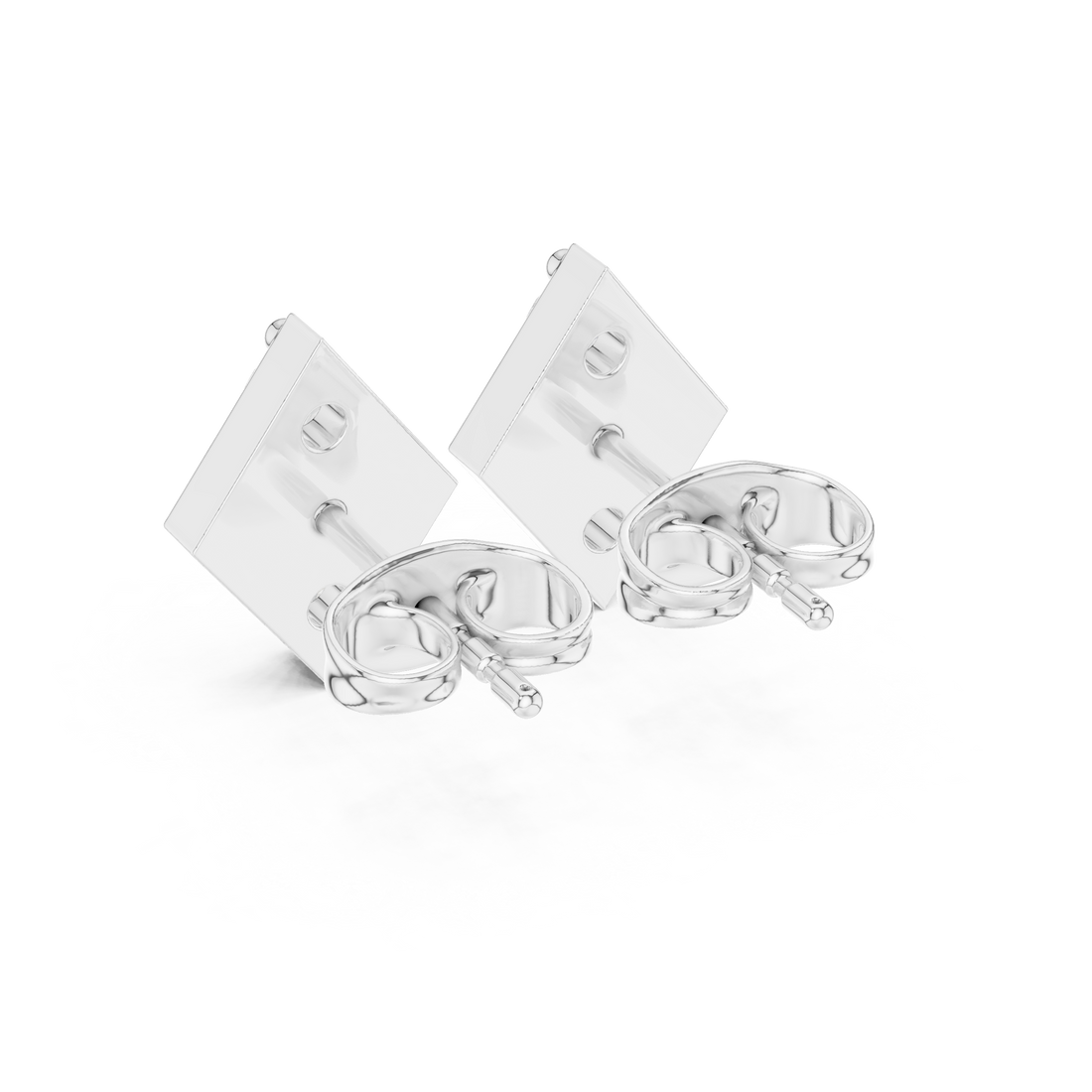 Round Brilliant Diamond Vertical Trio Geometric Stud Earrings