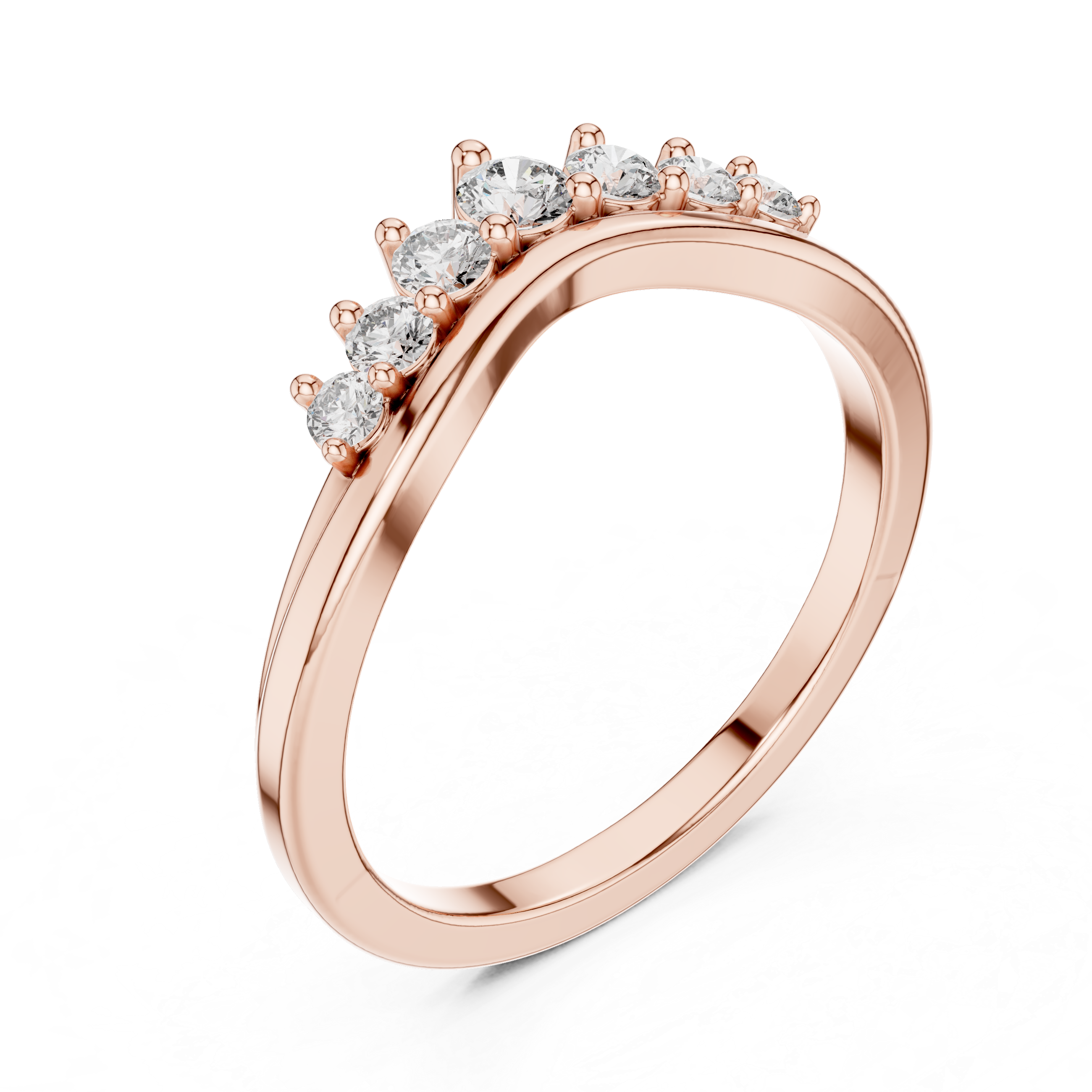 Round Cut Graduated Diamond Band Ring