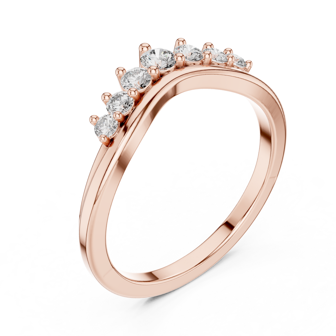 Round Cut Graduated Diamond Band Ring