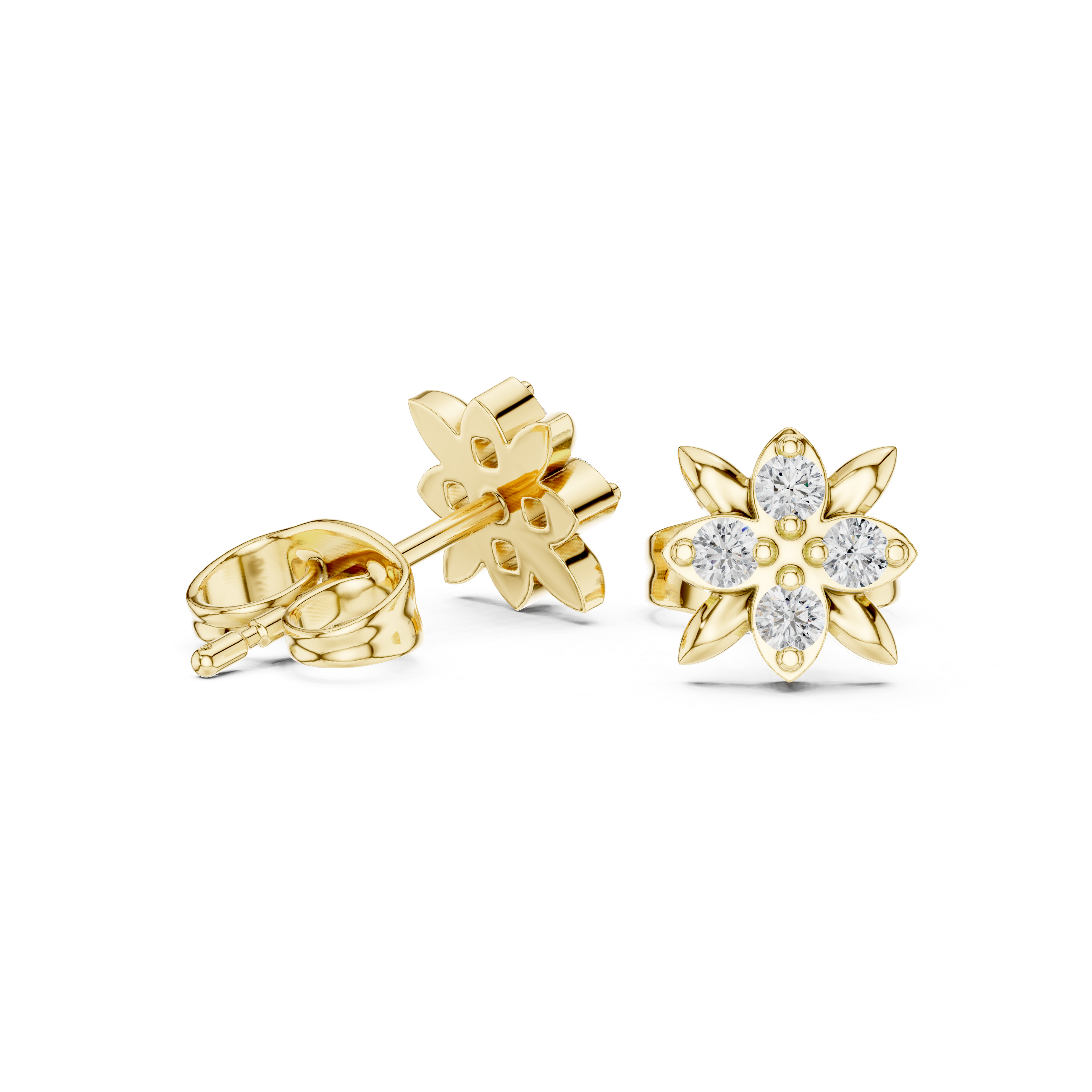 Floral brooch with polished gold finish.