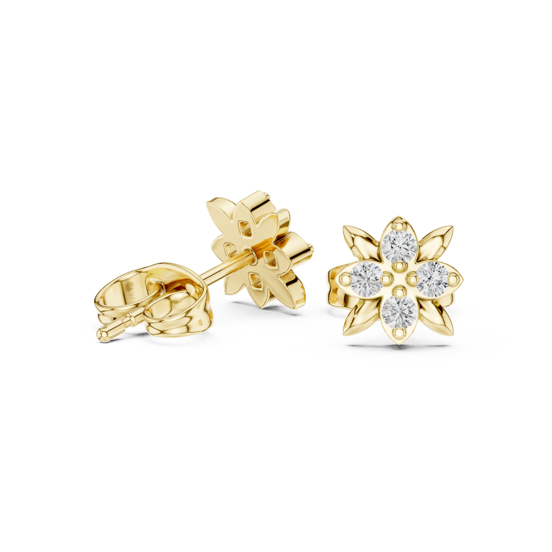 Floral brooch with polished gold finish.