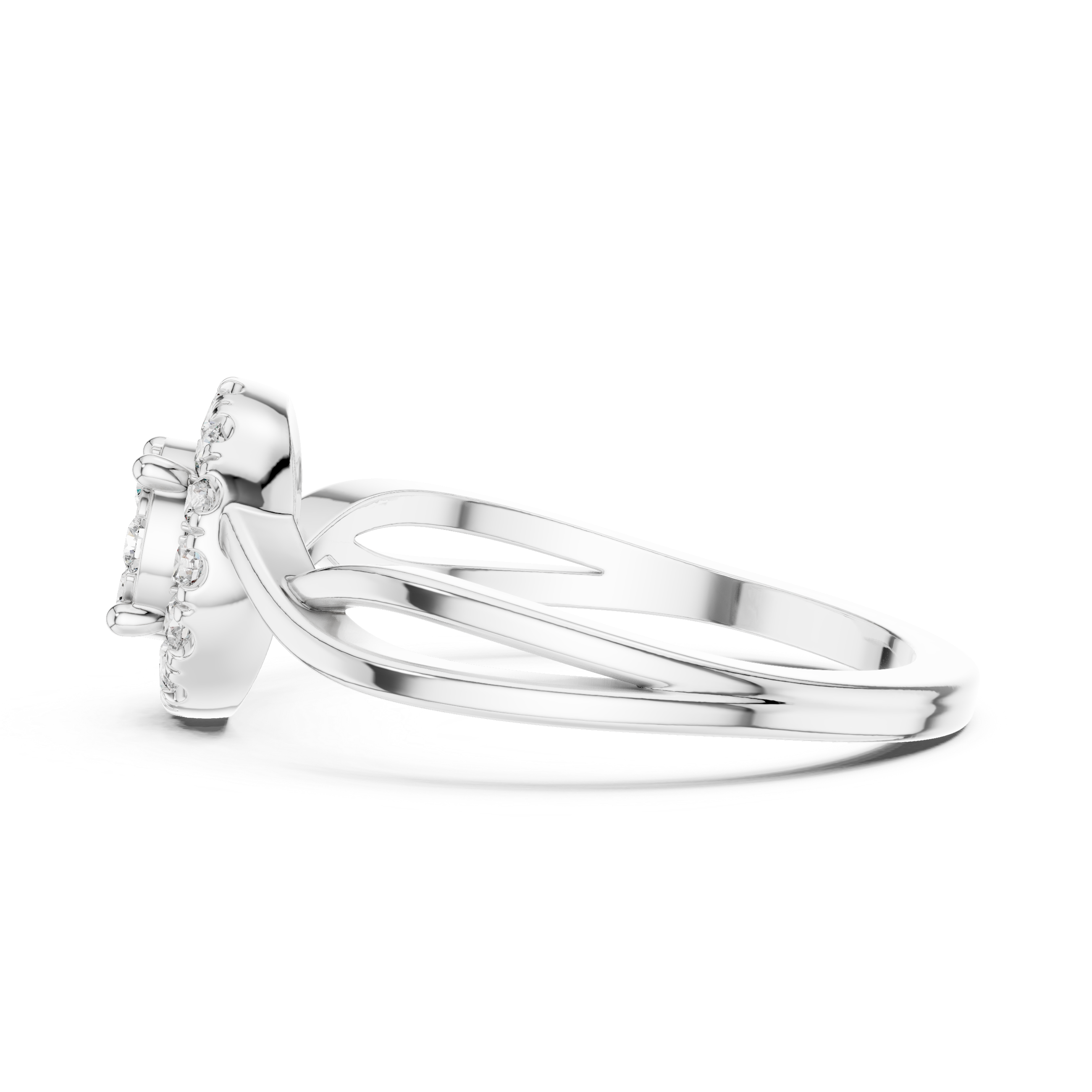 Round Cut Diamond Halo Twist Ring