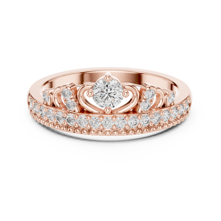 Round Cut Diamond Halo Crown Band Ring