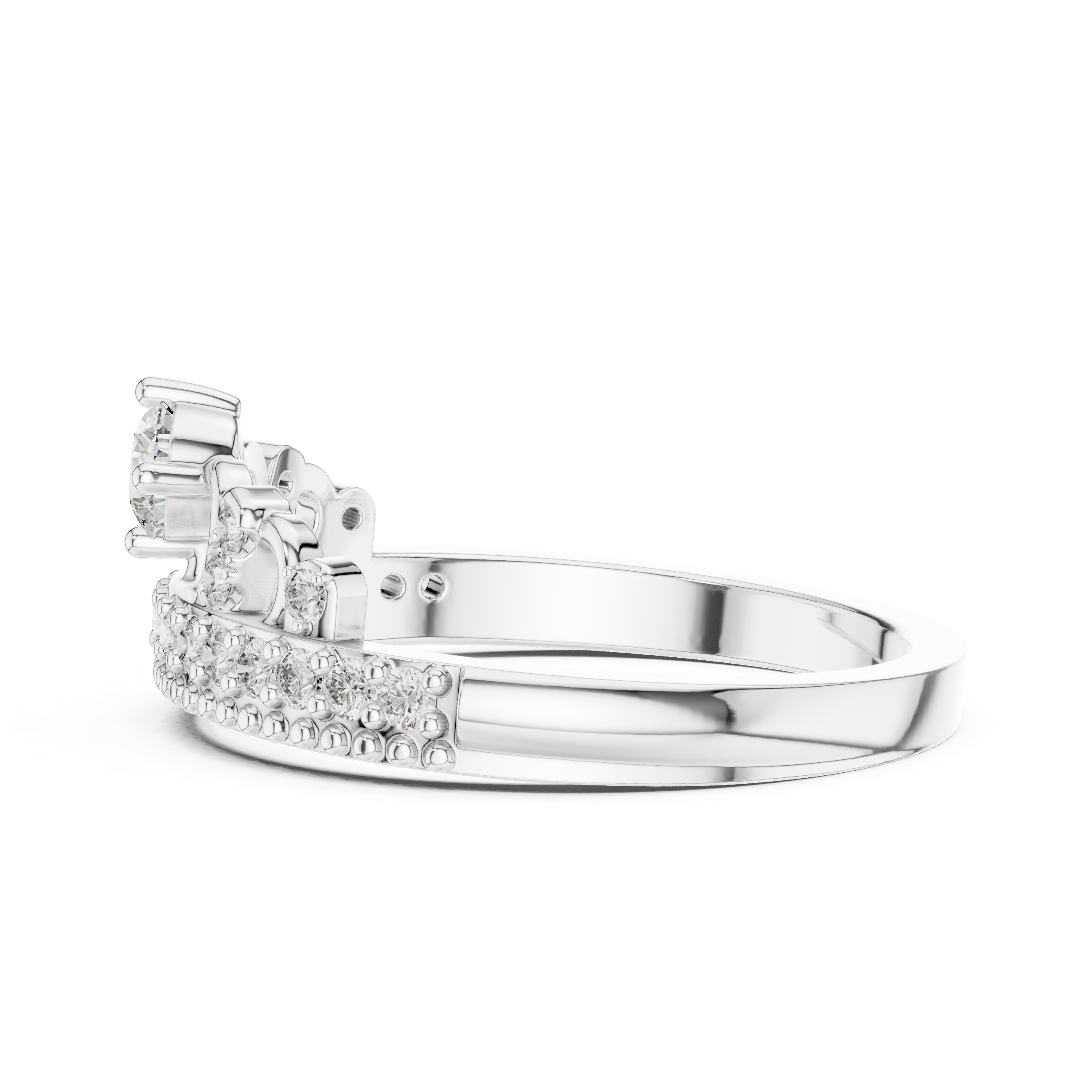 Round Cut Diamond Halo Crown Band Ring