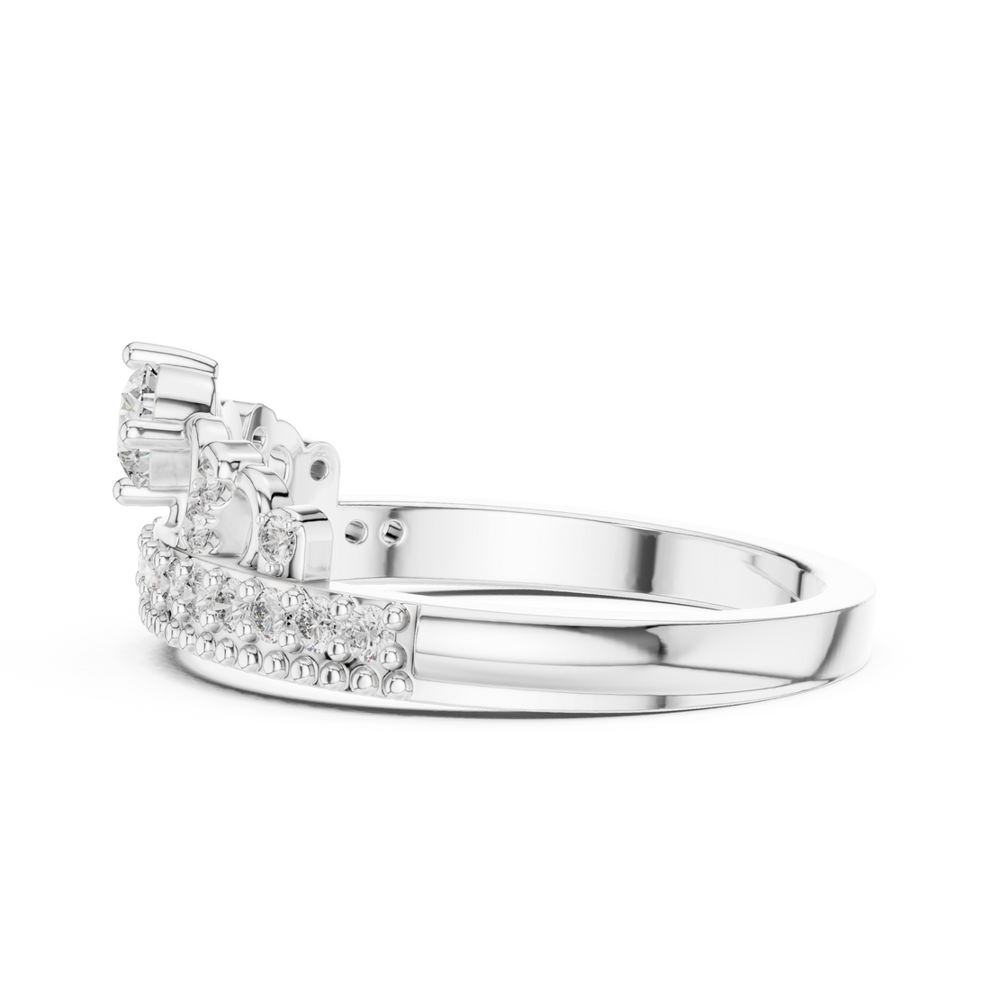 Round Cut Diamond Halo Crown Band Ring