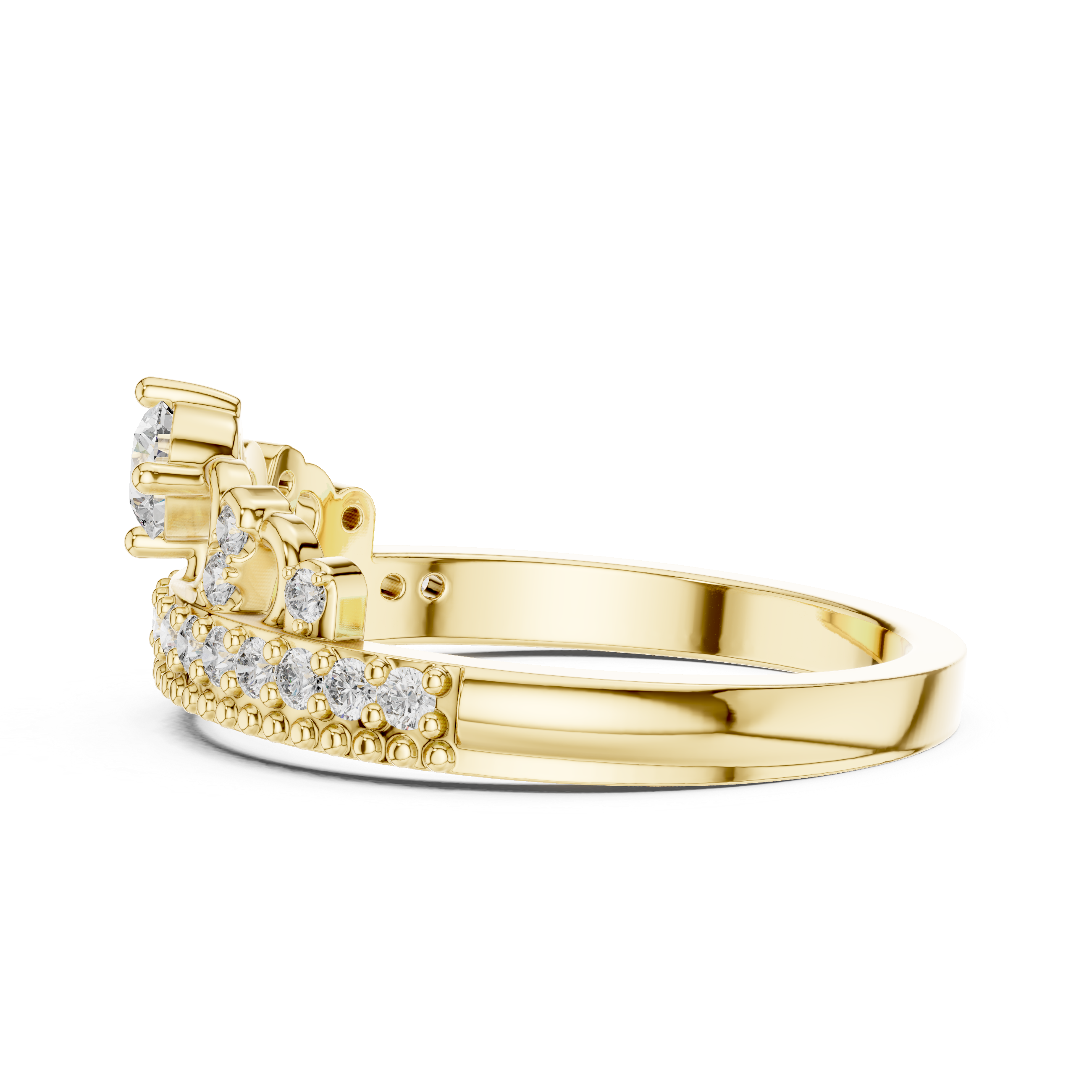 Round Cut Diamond Halo Crown Band Ring