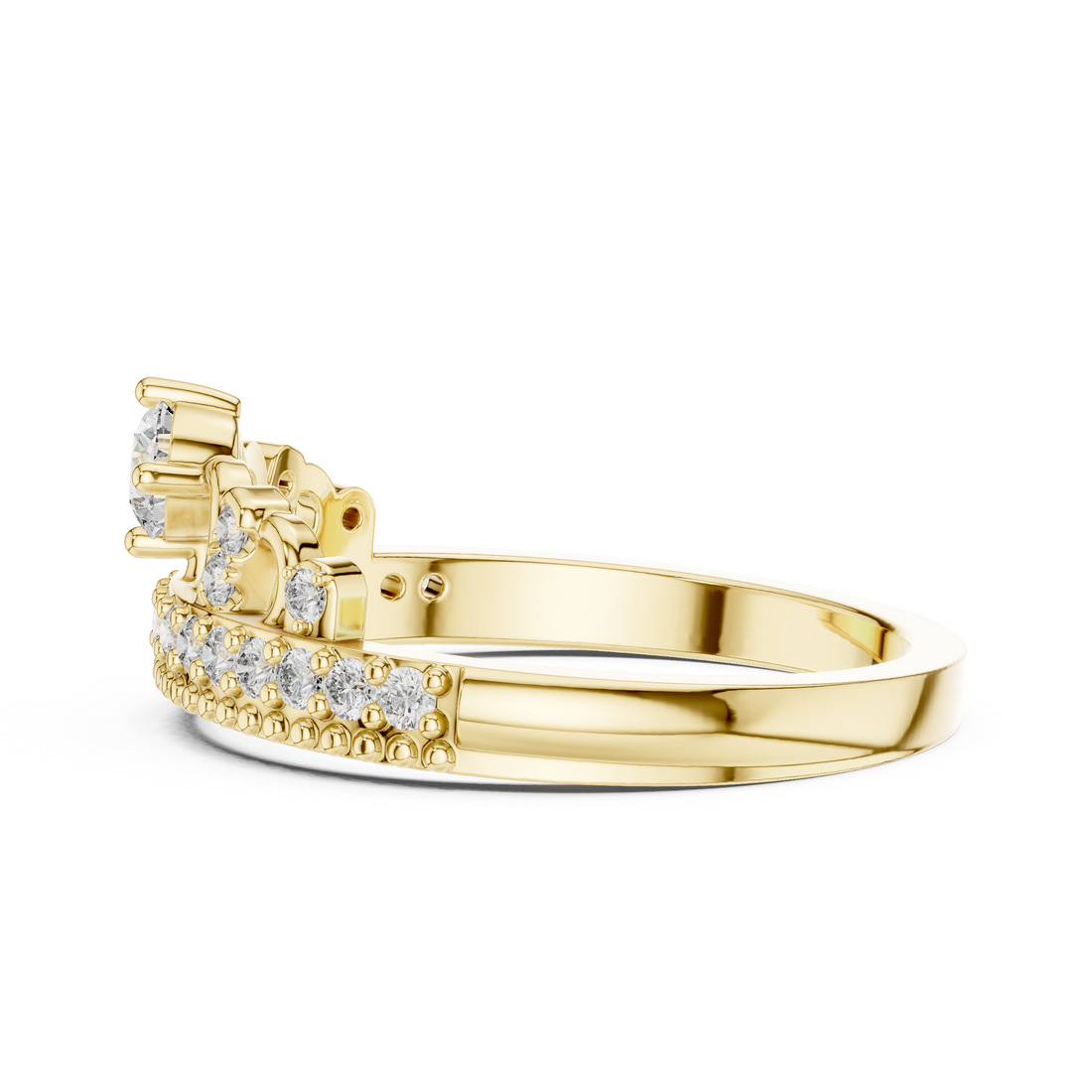 Round Cut Diamond Halo Crown Band Ring