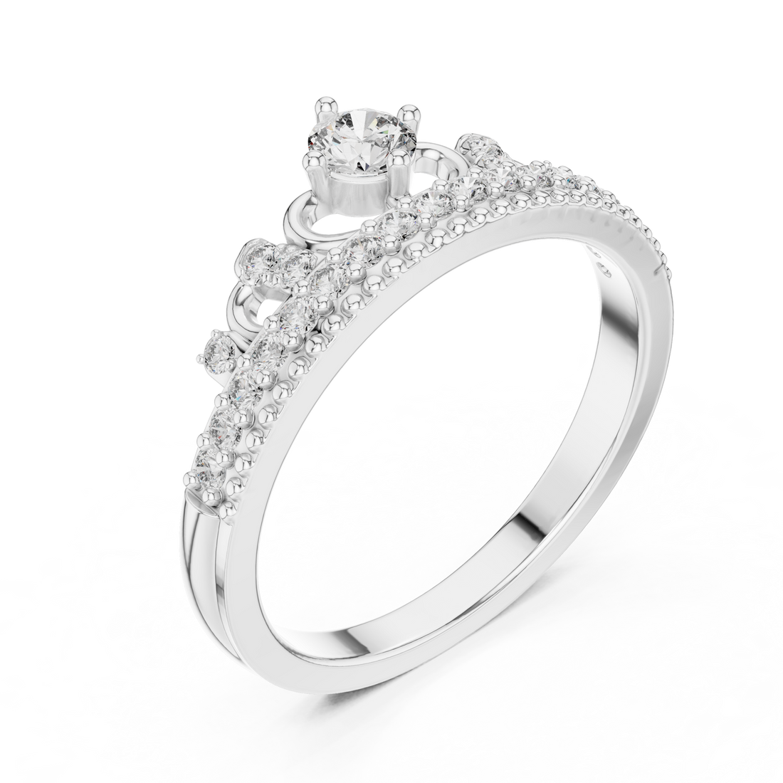 Round Cut Diamond Halo Crown Band Ring