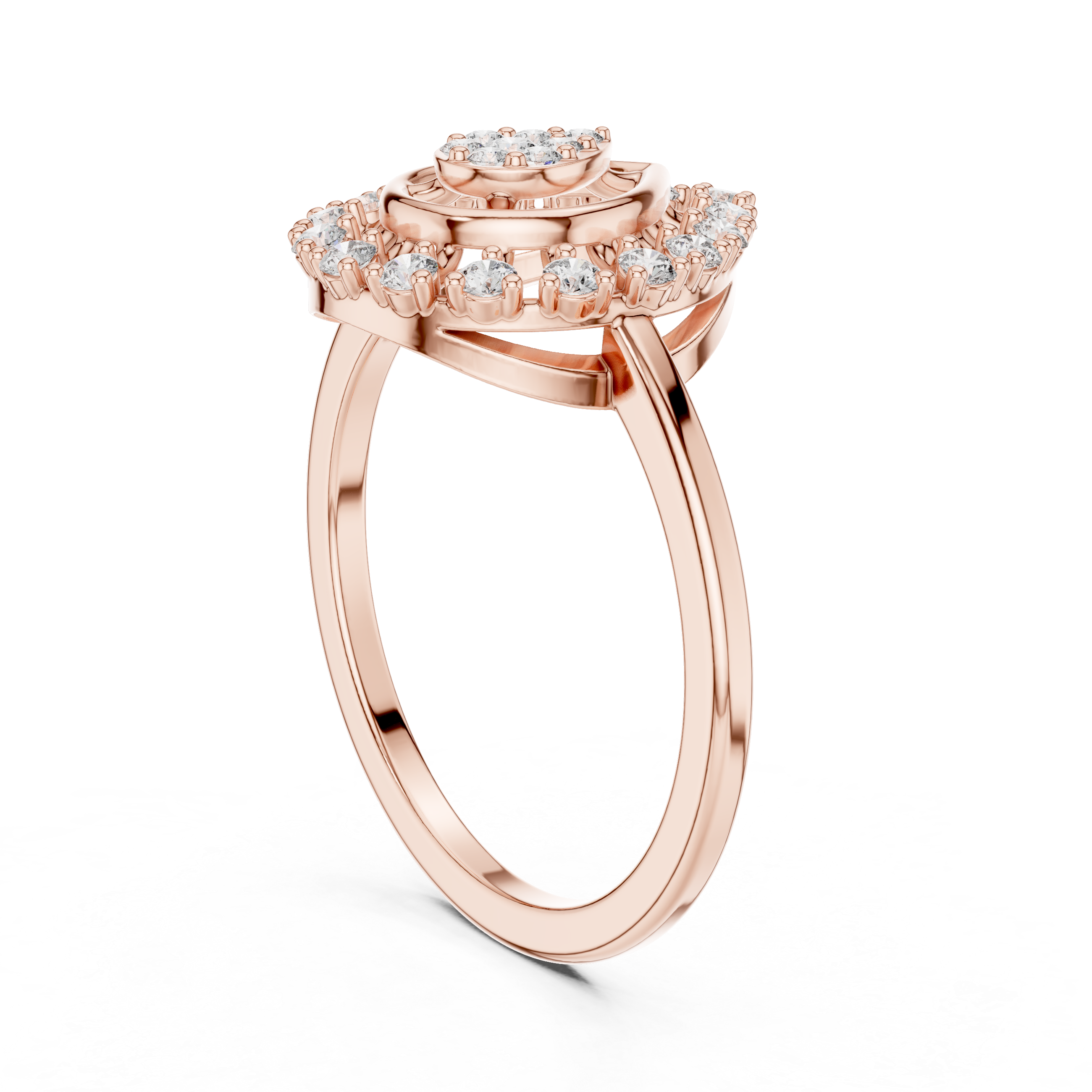 Round Cut Diamond Teardrop Halo Ring