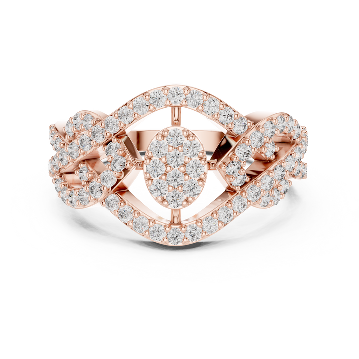 Round Cut Oval Cluster Diamond Twist Halo Ring