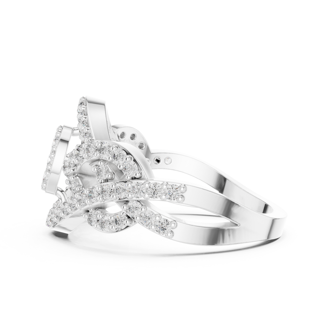 Round Cut Oval Cluster Diamond Twist Halo Ring