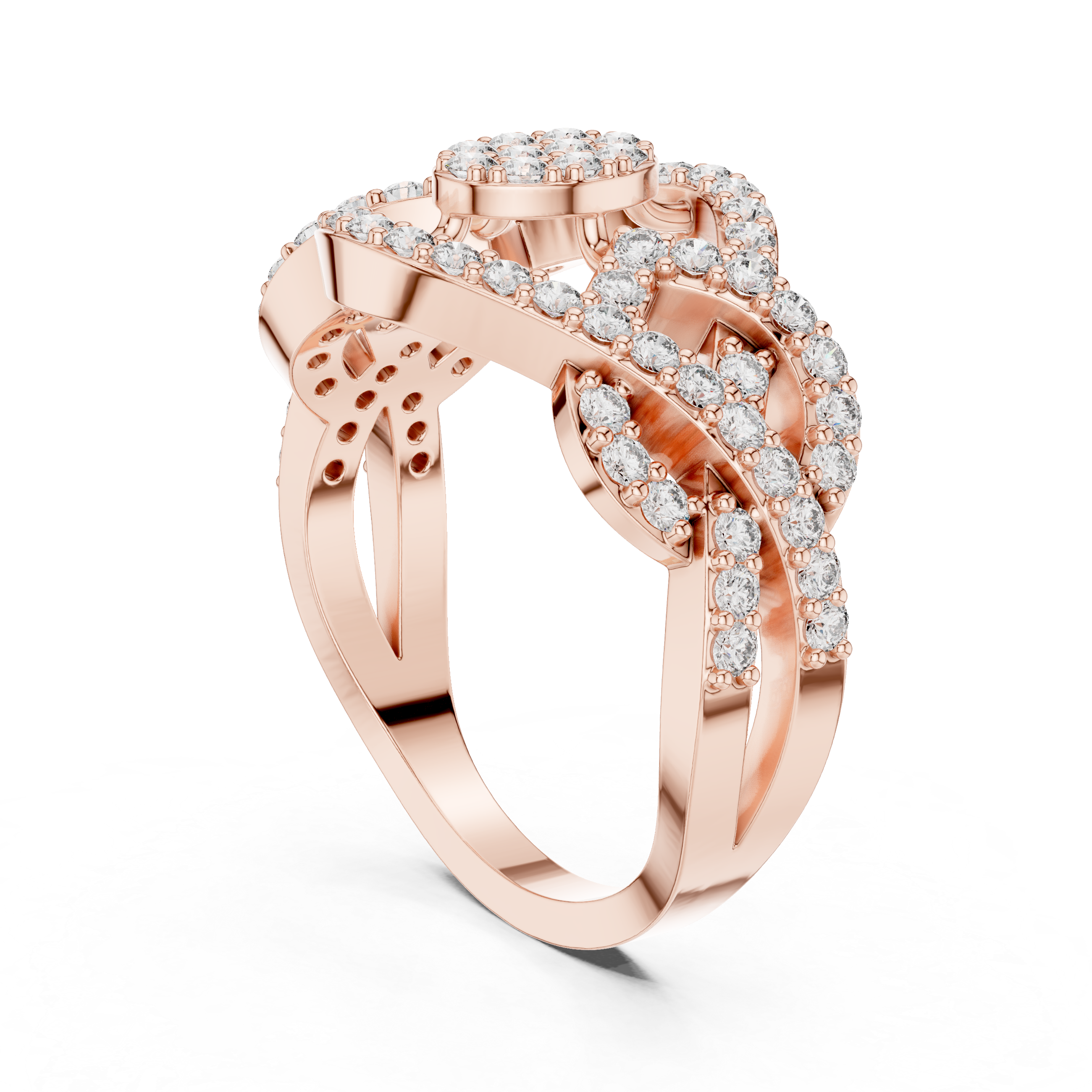 Round Cut Oval Cluster Diamond Twist Halo Ring