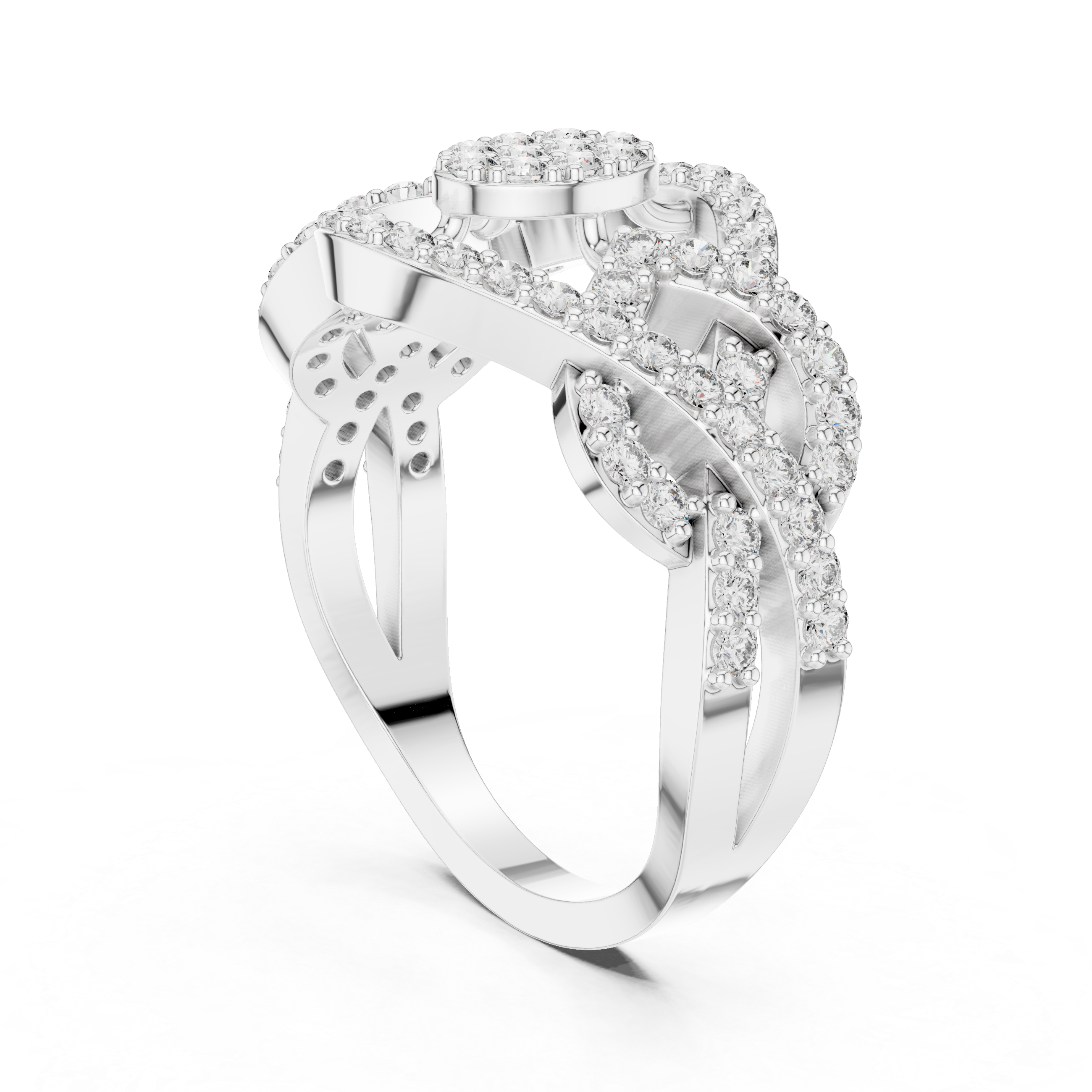 Round Cut Oval Cluster Diamond Twist Halo Ring