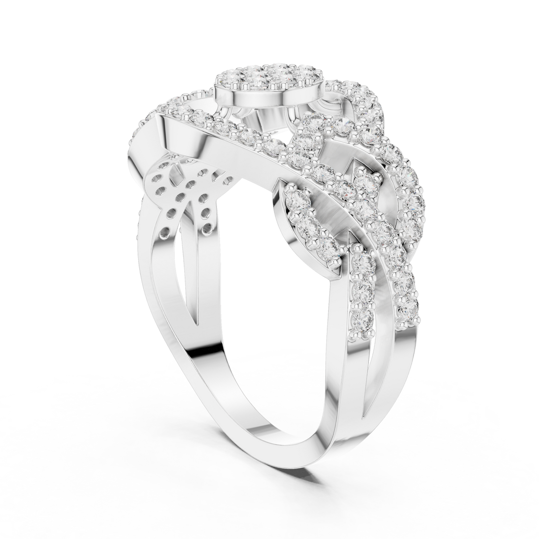 Round Cut Oval Cluster Diamond Twist Halo Ring