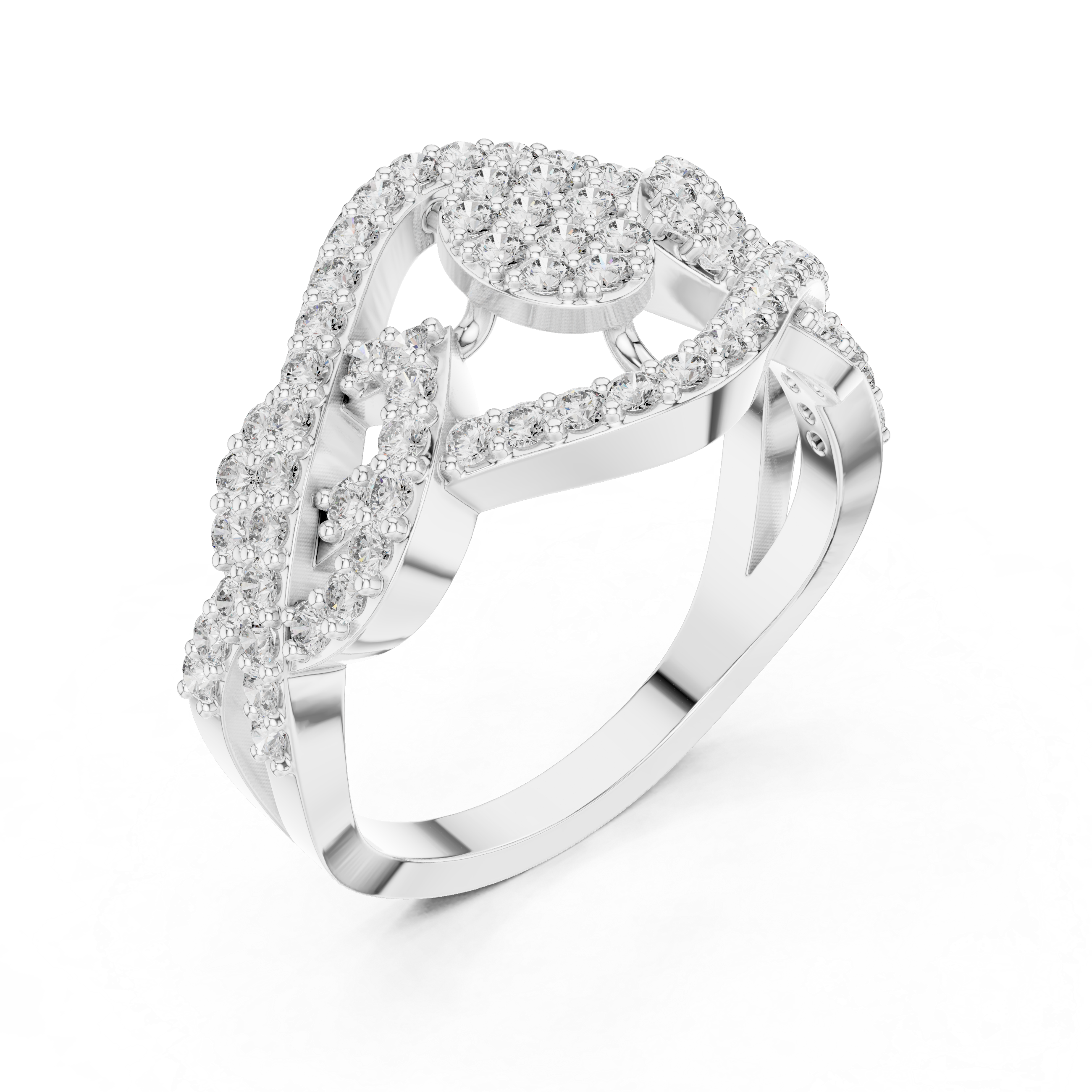 Round Cut Oval Cluster Diamond Twist Halo Ring