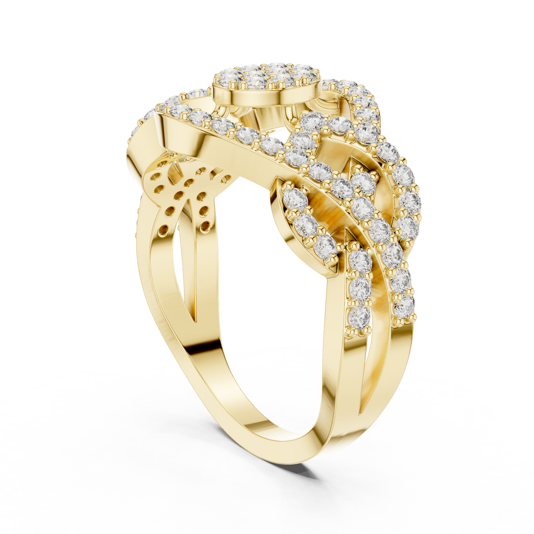 Round Cut Oval Cluster Diamond Twist Halo Ring