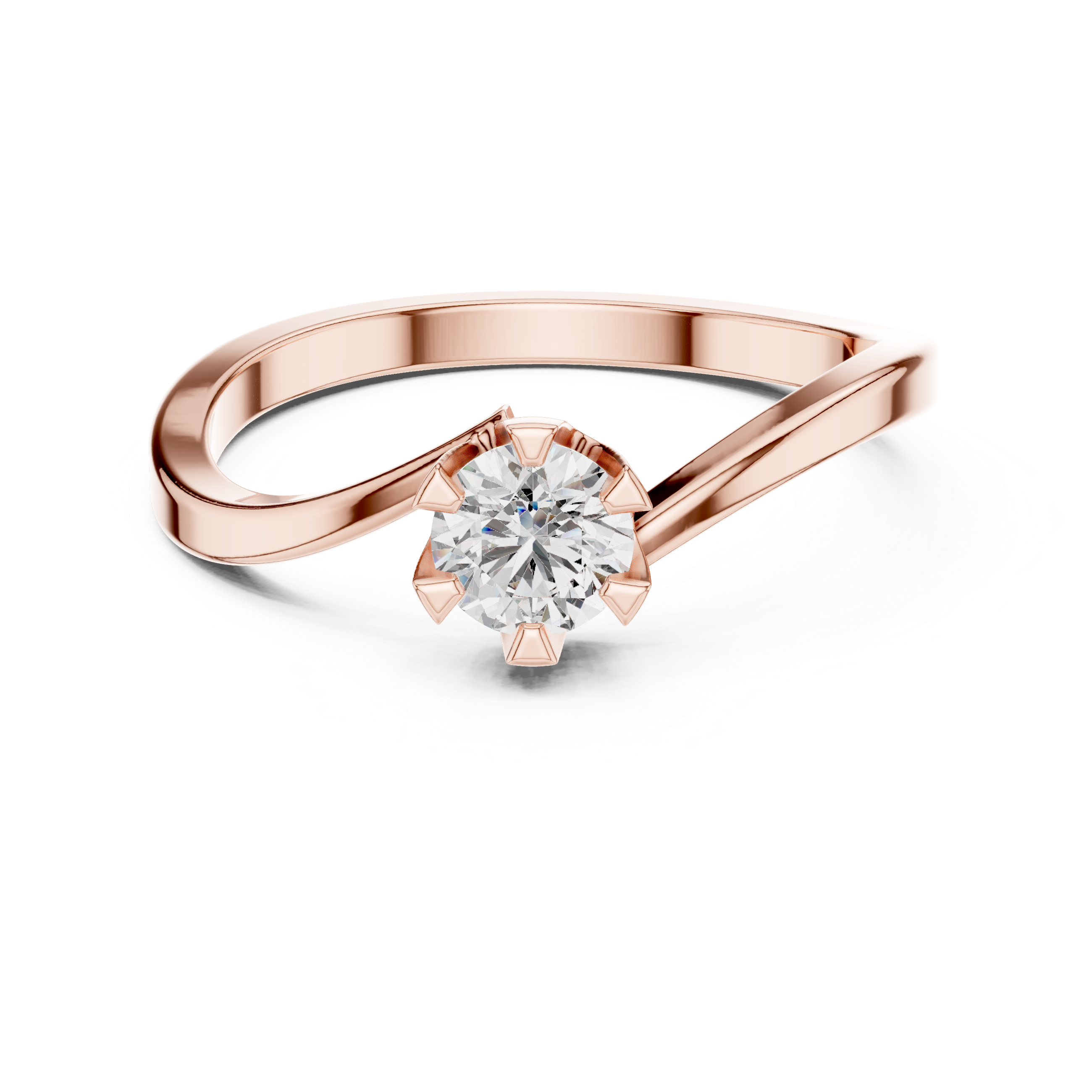 Round Cut Diamond Twist Solitaire Ring
