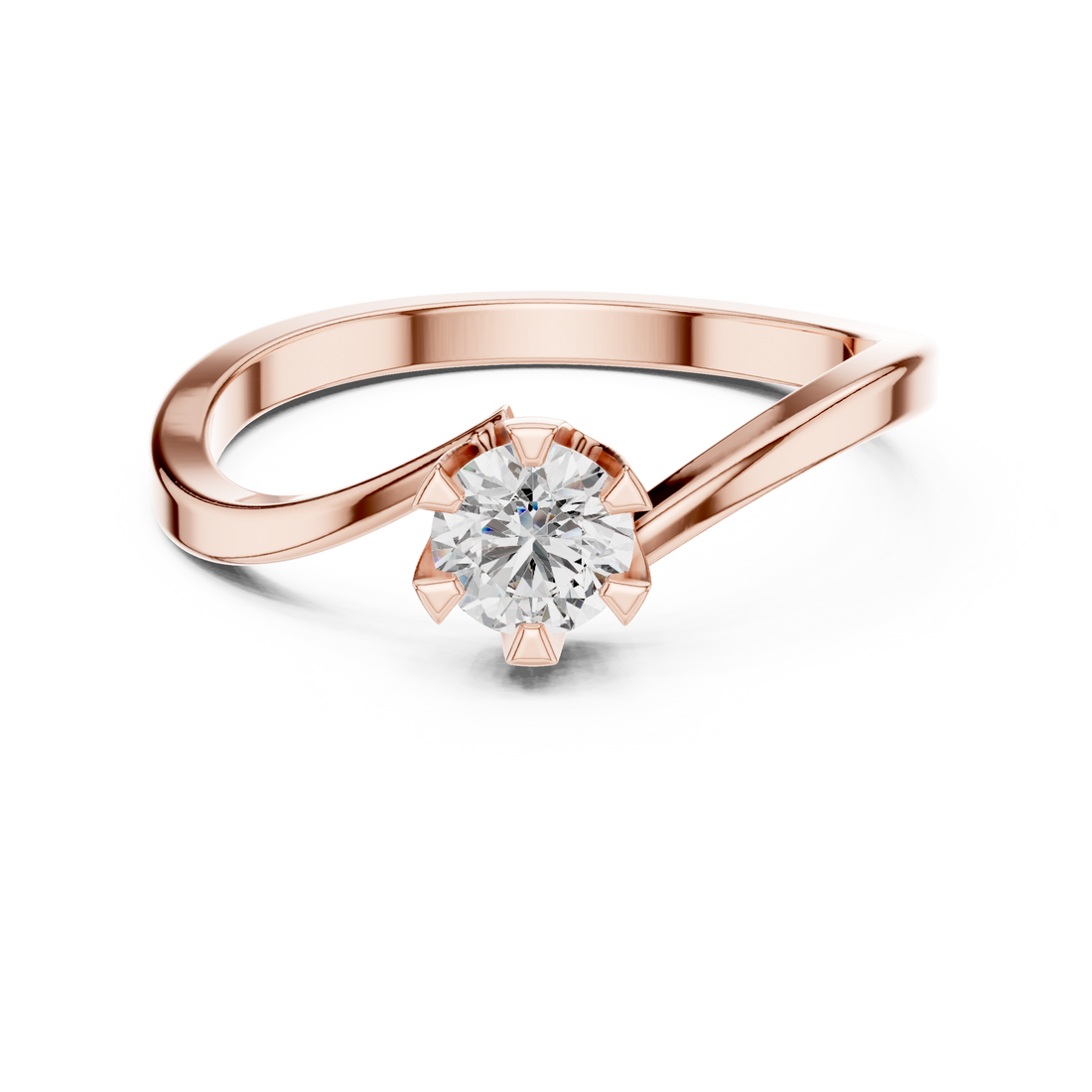Round Cut Diamond Twist Solitaire Ring