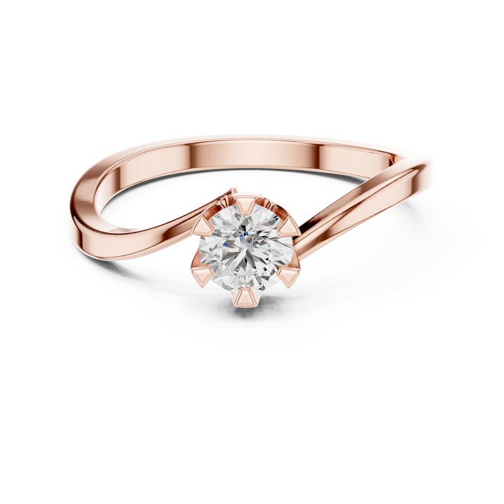 Round Cut Diamond Twist Solitaire Ring