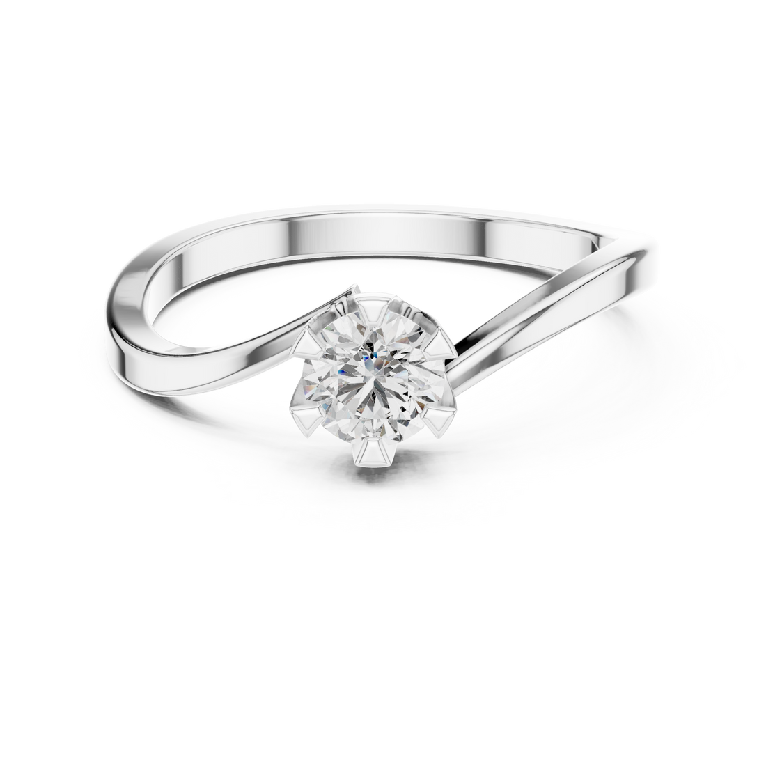 Round Cut Diamond Twist Solitaire Ring