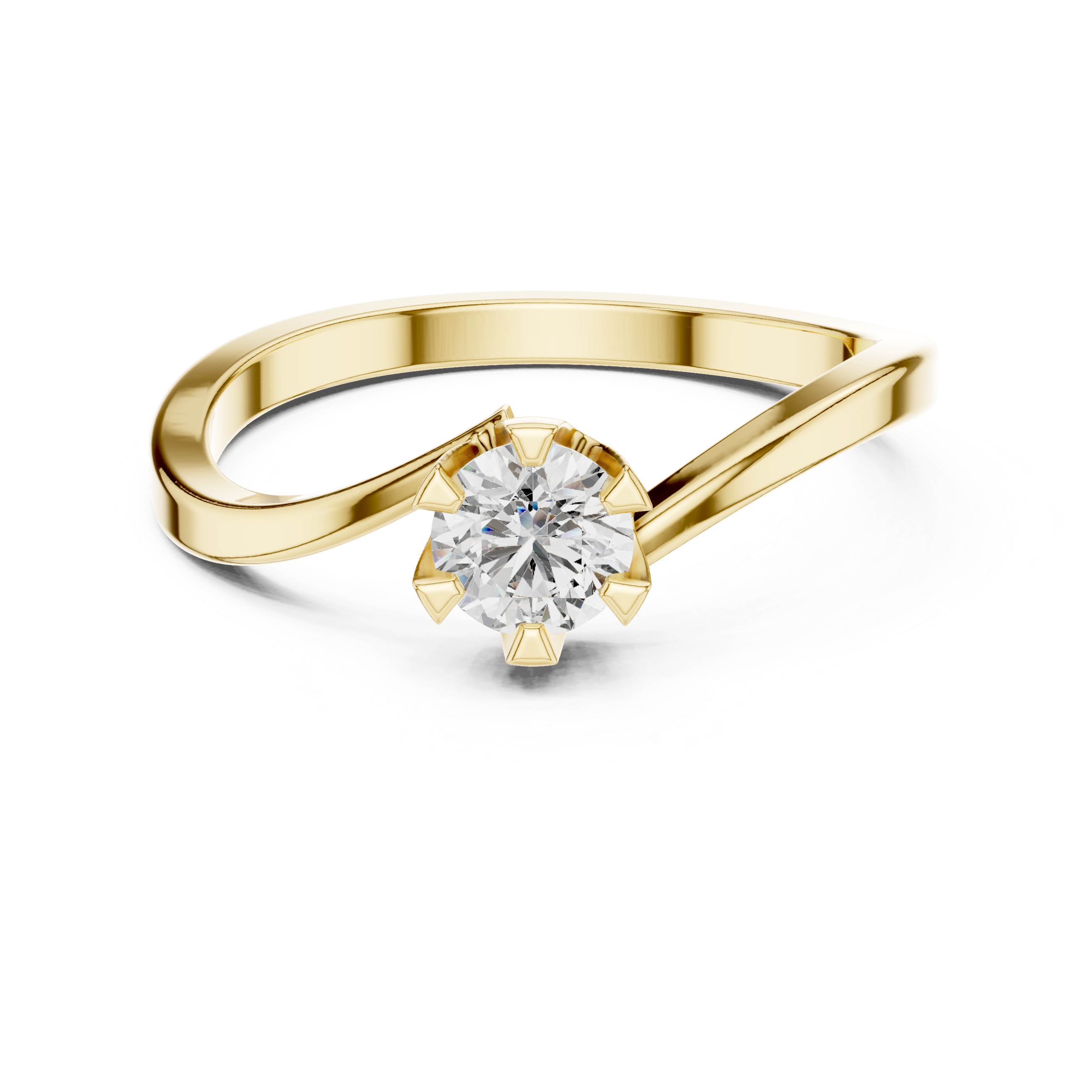 Round Cut Diamond Twist Solitaire Ring