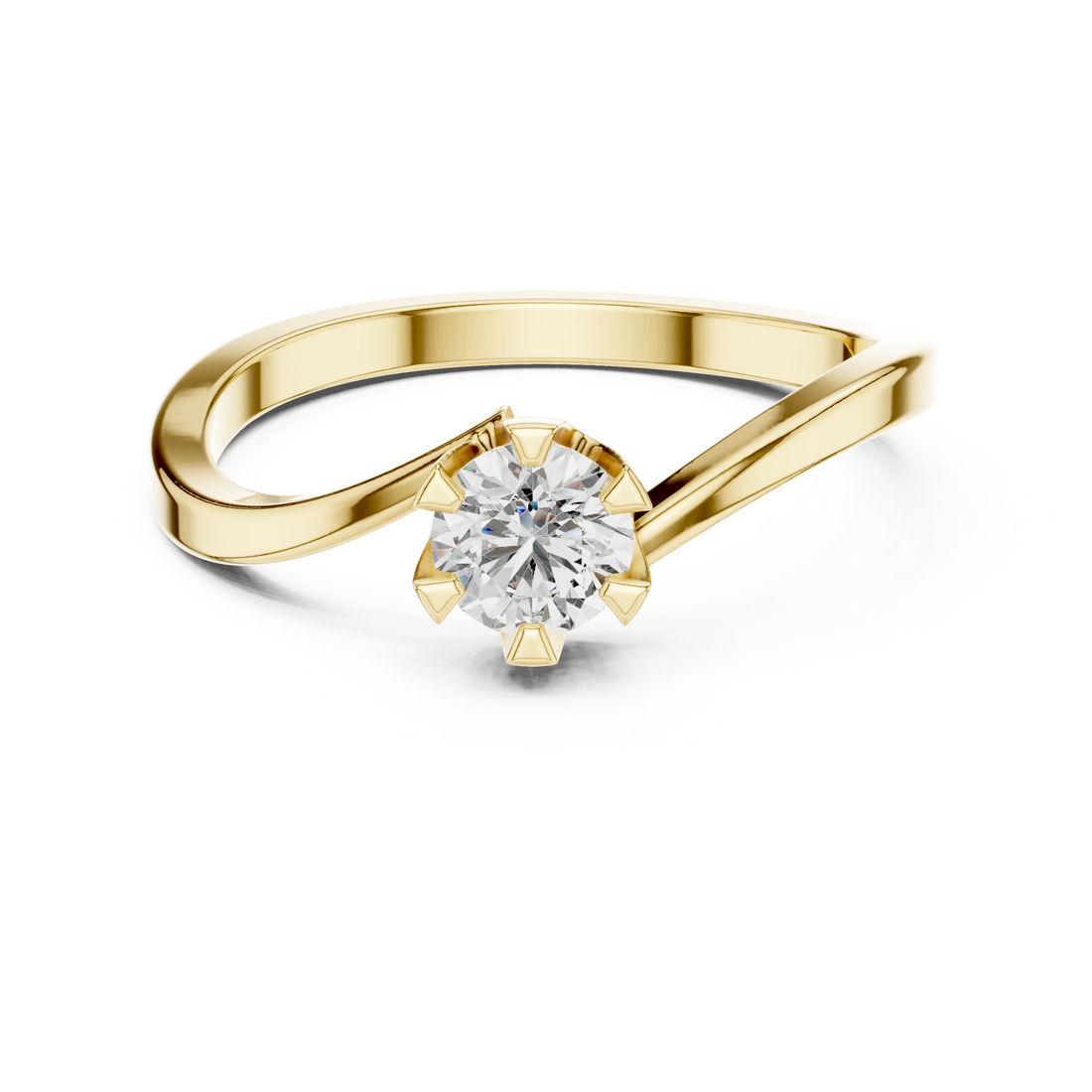 Round Cut Diamond Twist Solitaire Ring