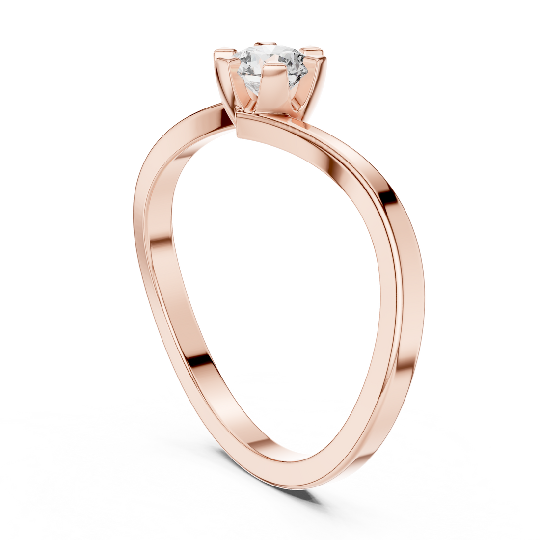 Round Cut Diamond Twist Solitaire Ring