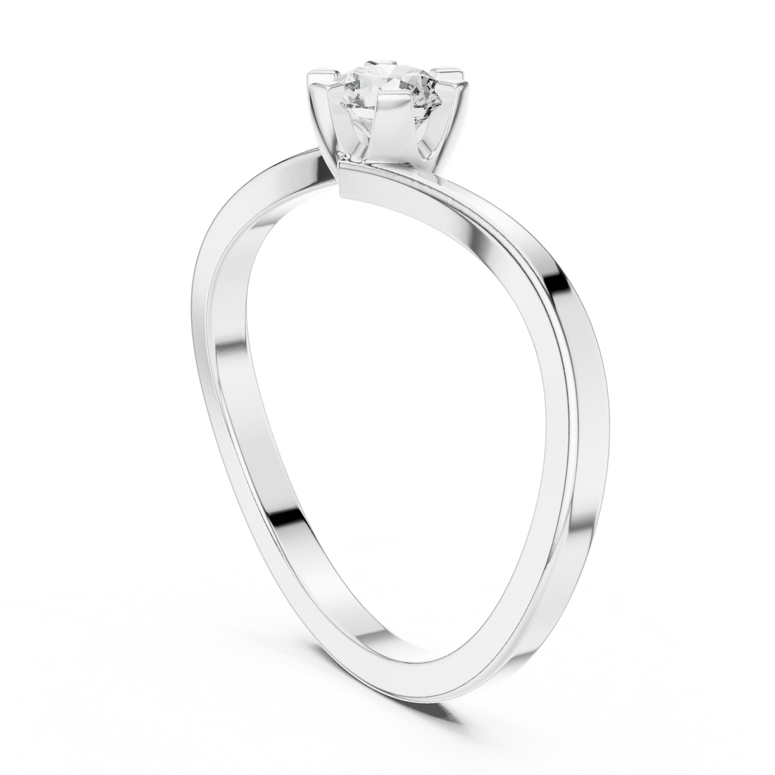 Round Cut Diamond Twist Solitaire Ring