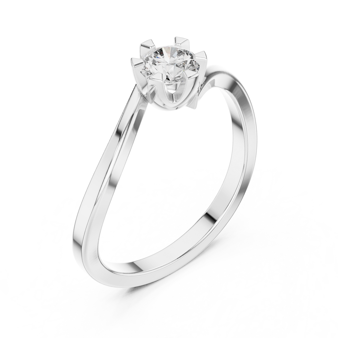 Round Cut Diamond Twist Solitaire Ring