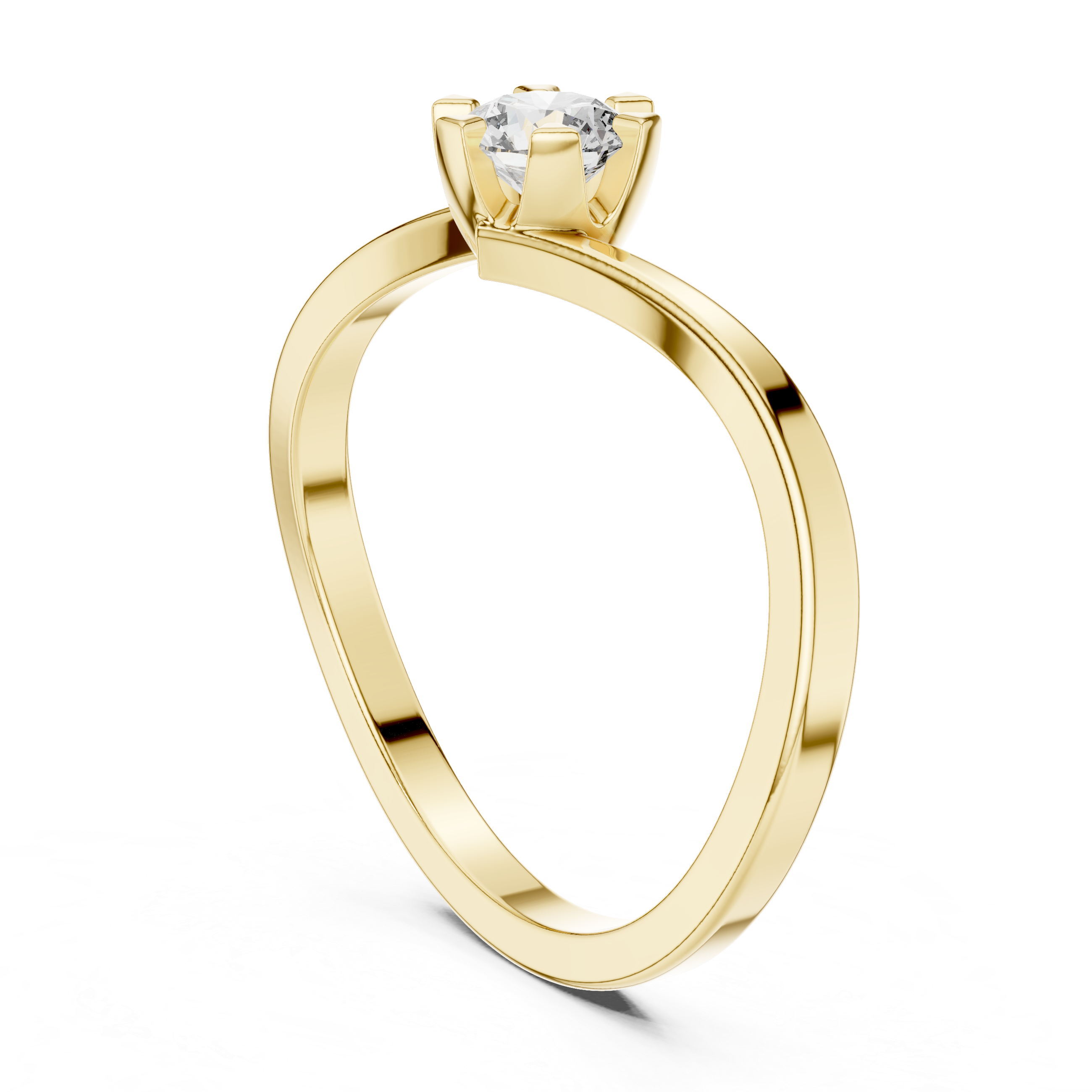 Round Cut Diamond Twist Solitaire Ring