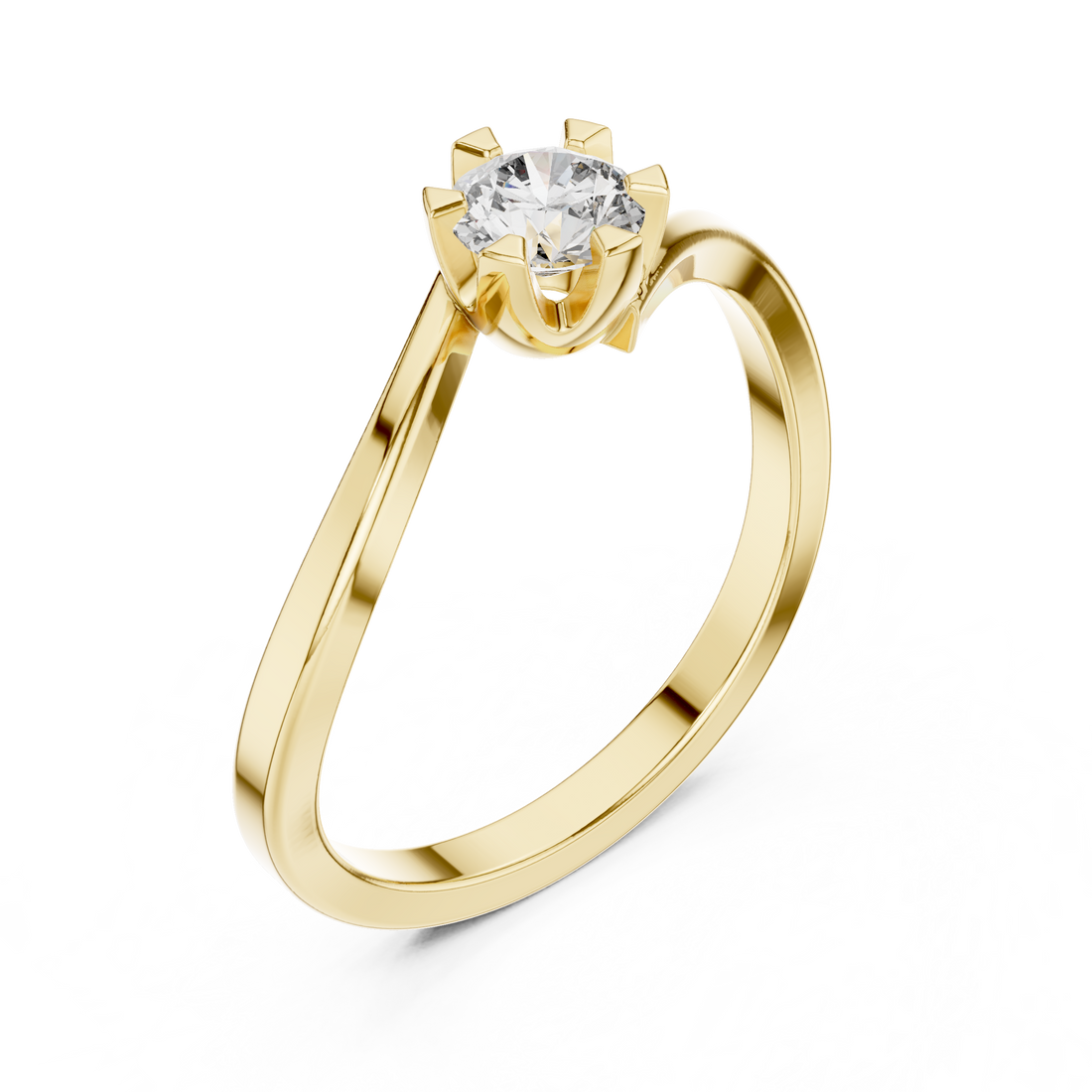 Round Cut Diamond Twist Solitaire Ring
