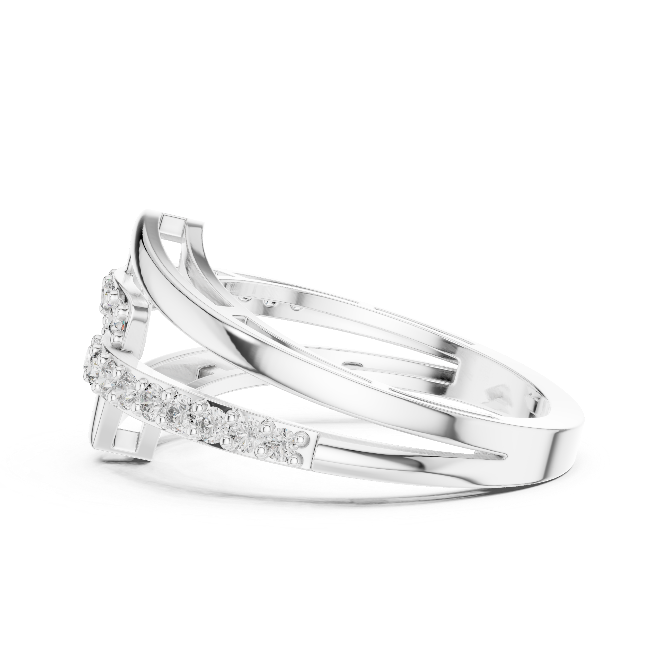 Round Cut Diamond Interlaced Twist Band Ring