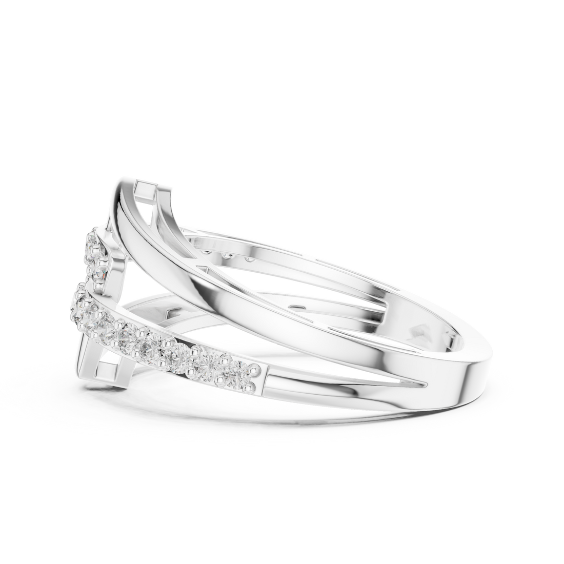 Round Cut Diamond Interlaced Twist Band Ring