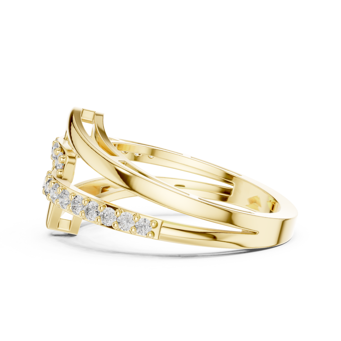 Round Cut Diamond Interlaced Twist Band Ring