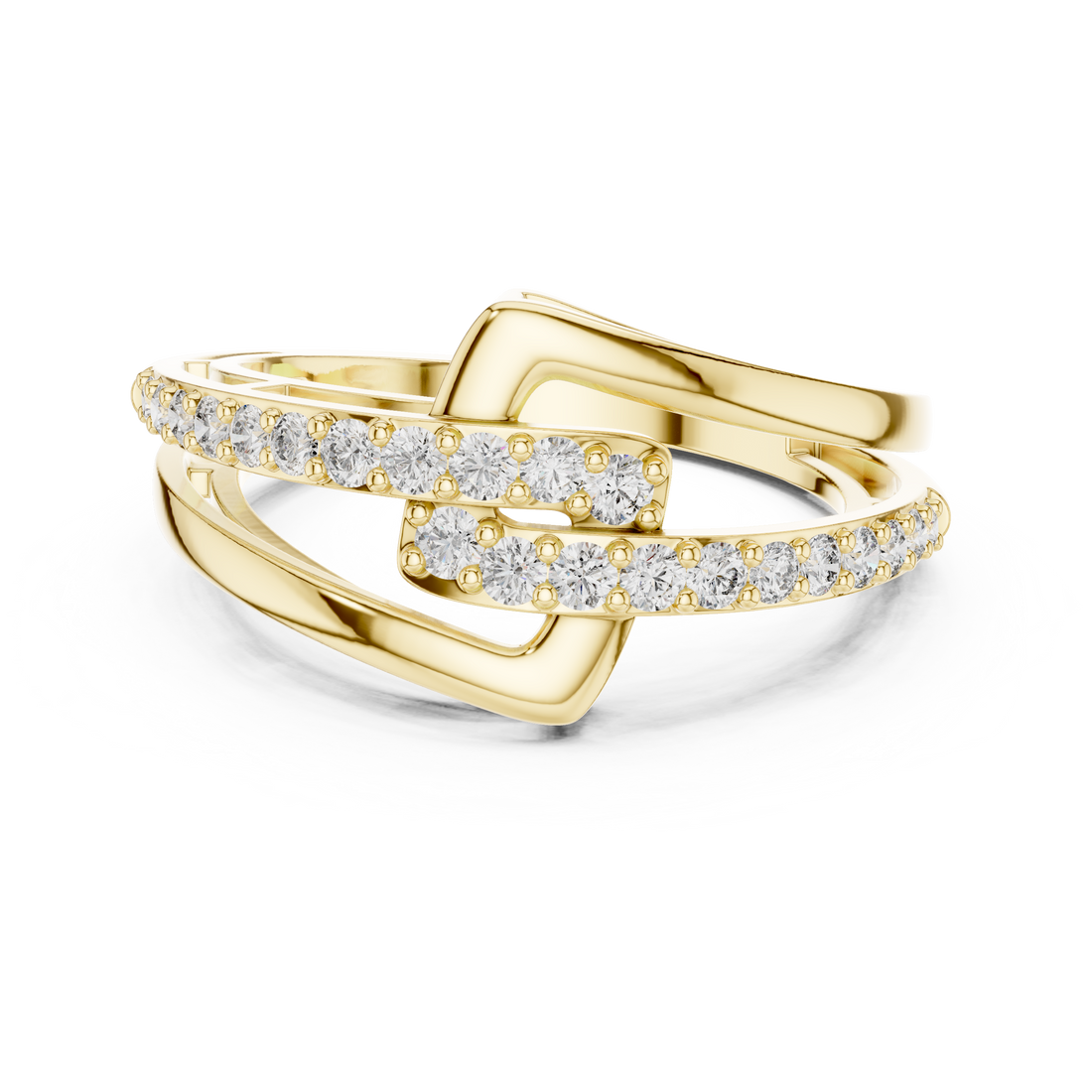 Round Cut Diamond Interlaced Twist Band Ring